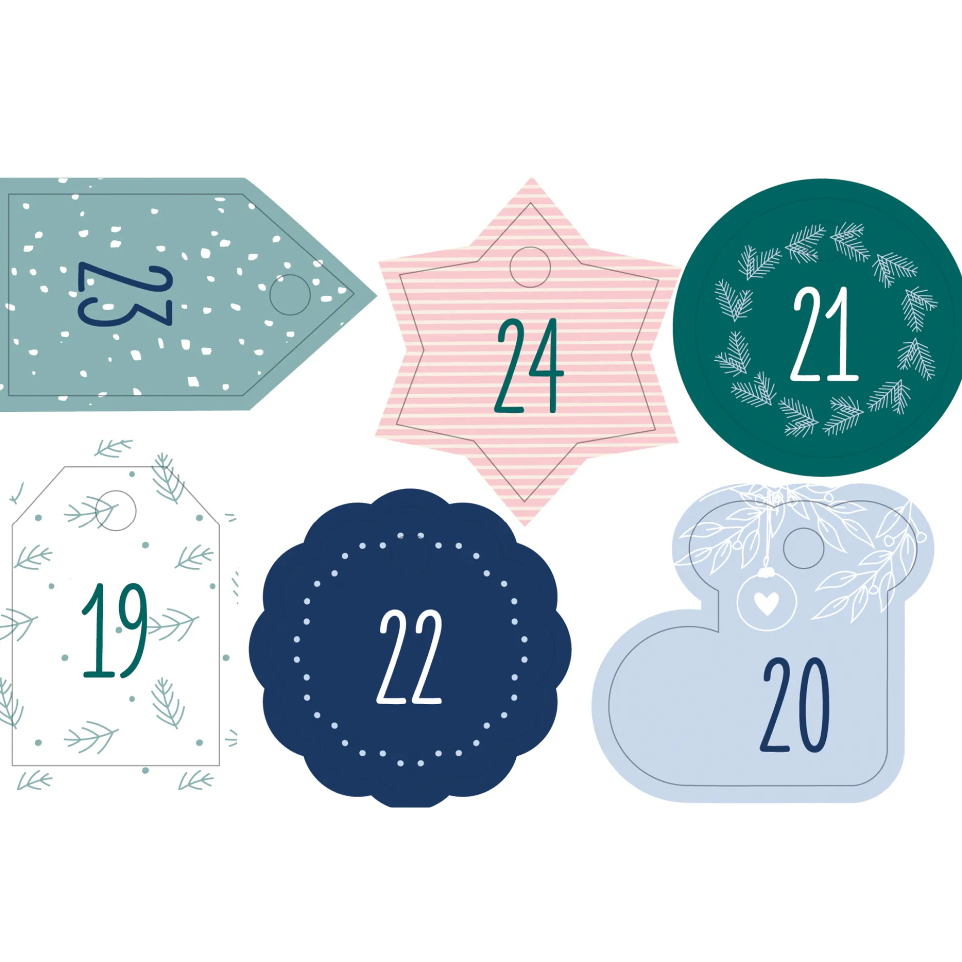 Bastelset "Adventskalender Basic", Stoffbeutel, 49-tlg.