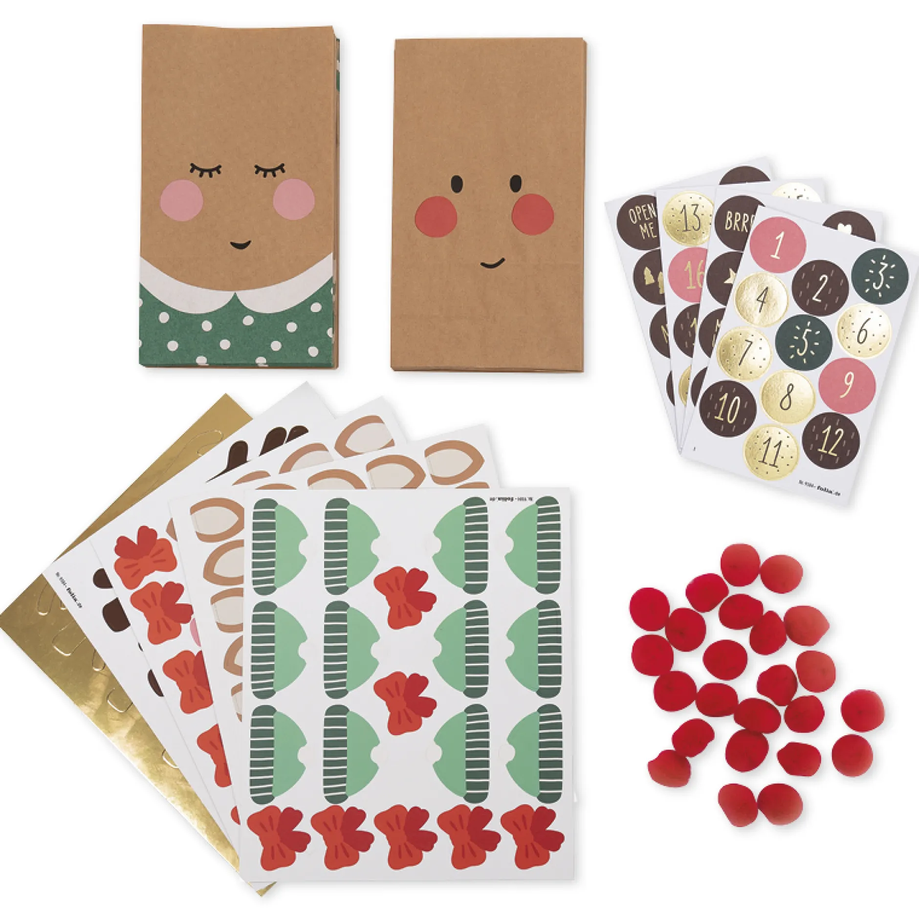 Bastelset Adventskalender Rentier, 216-tlg.