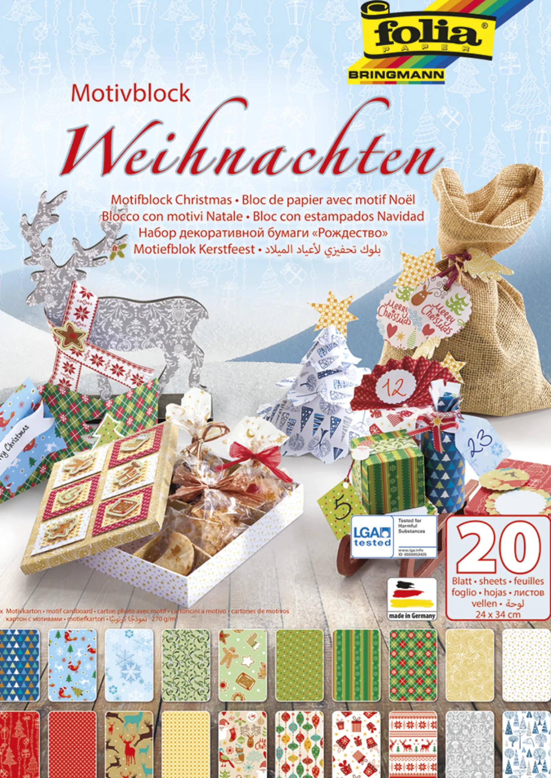 Block Motivkarton "Weihnachten" 24x34 cm, 20 Blatt