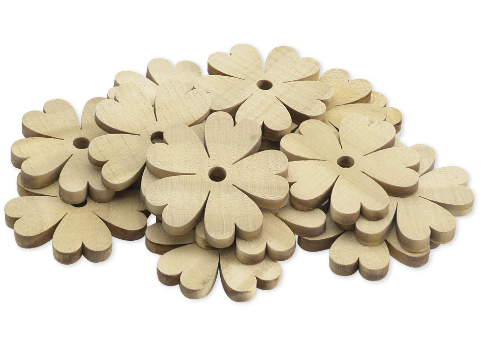 Blumen aus Holz, groß, 20 Stück
