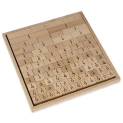 Bruchrechen-Blöcke, linear, aus Holz, 78-tlg. im Rahmen