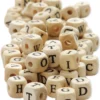 Buchstaben-Perlen aus Holz, 9 mm, ca. 400 Stück
