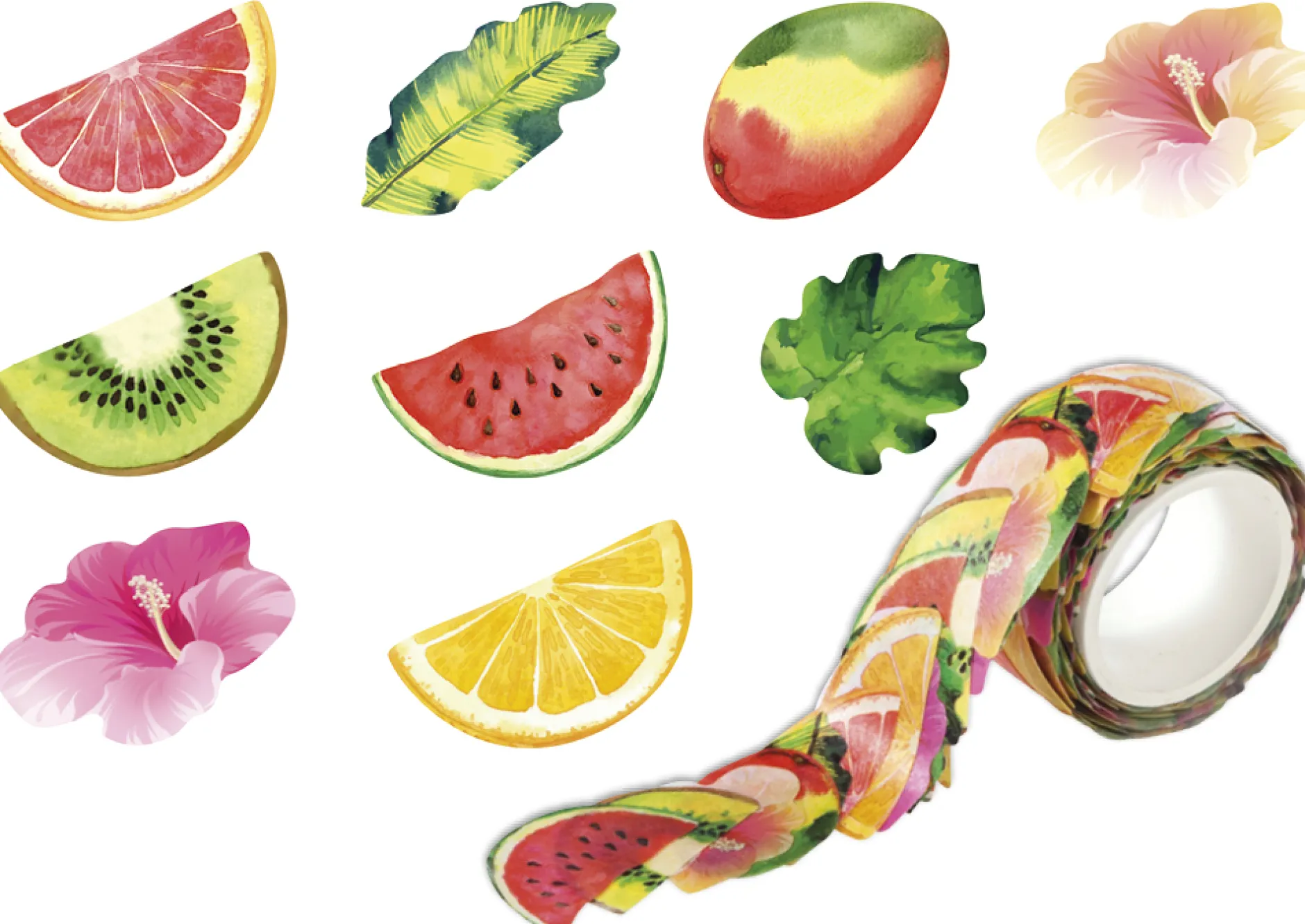Deko-Sticker aus Reispapier "Obst", 200 Stück