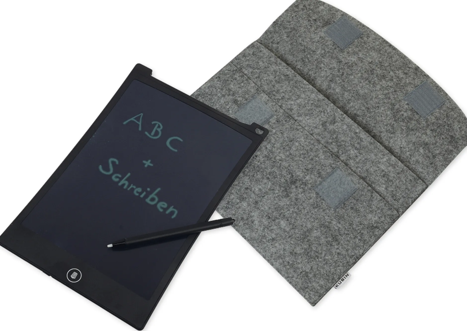 Digitale Schiefertafel SD "A4-XS", schwarzes Display, mit Filz-Hülle