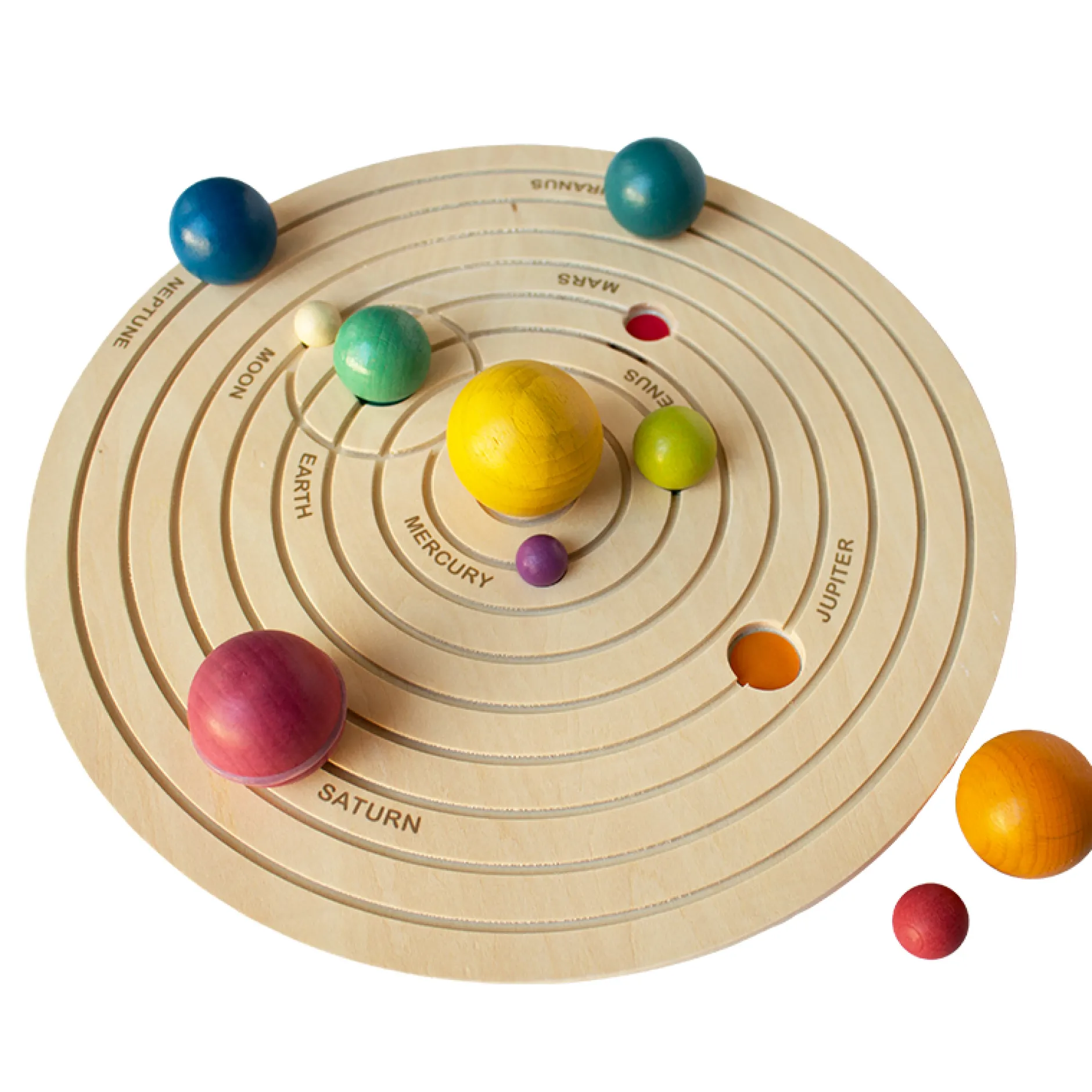3D-Sonnensystem aus Holz mit Infokarten
