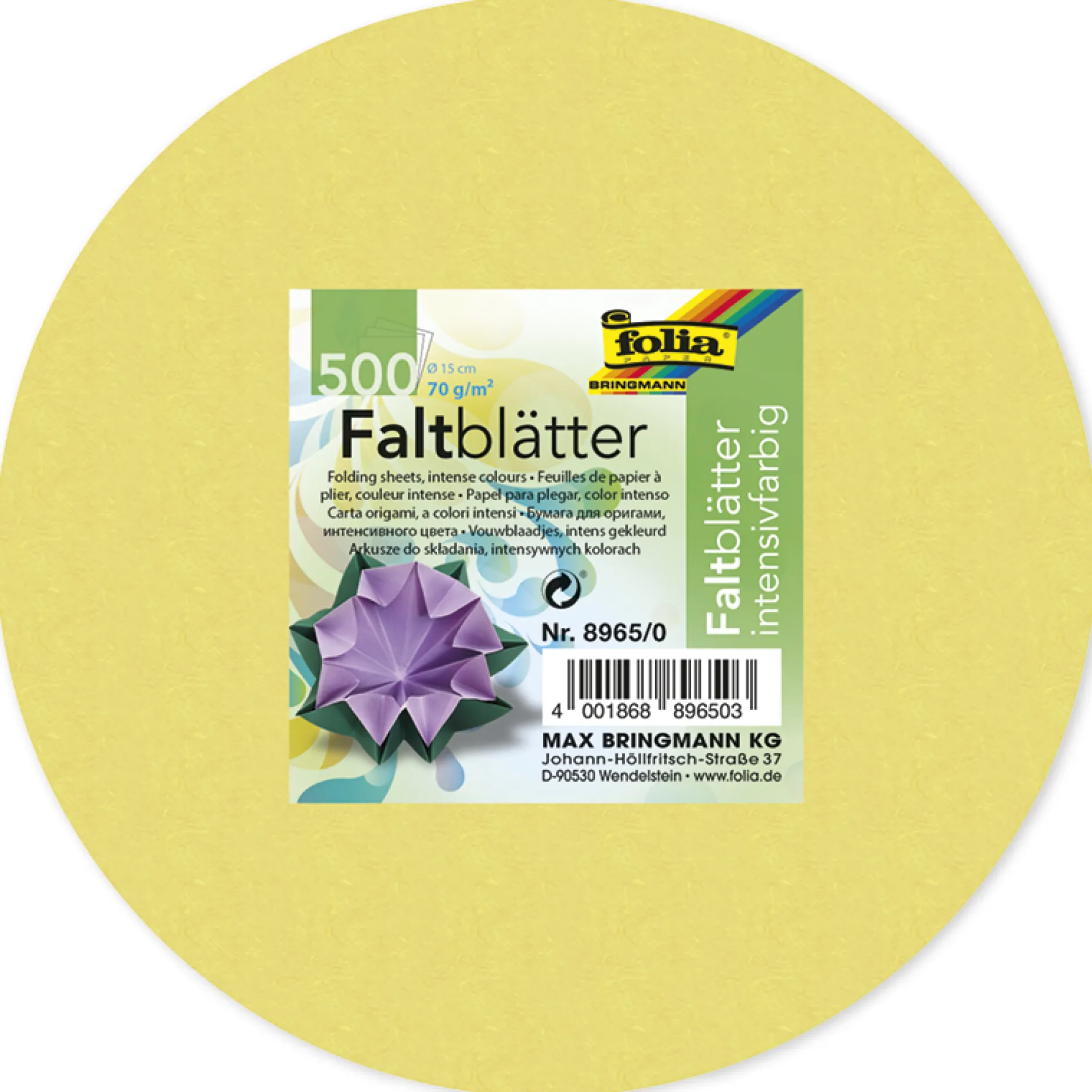Faltblätter rund 15 cm ø, 500 Stück