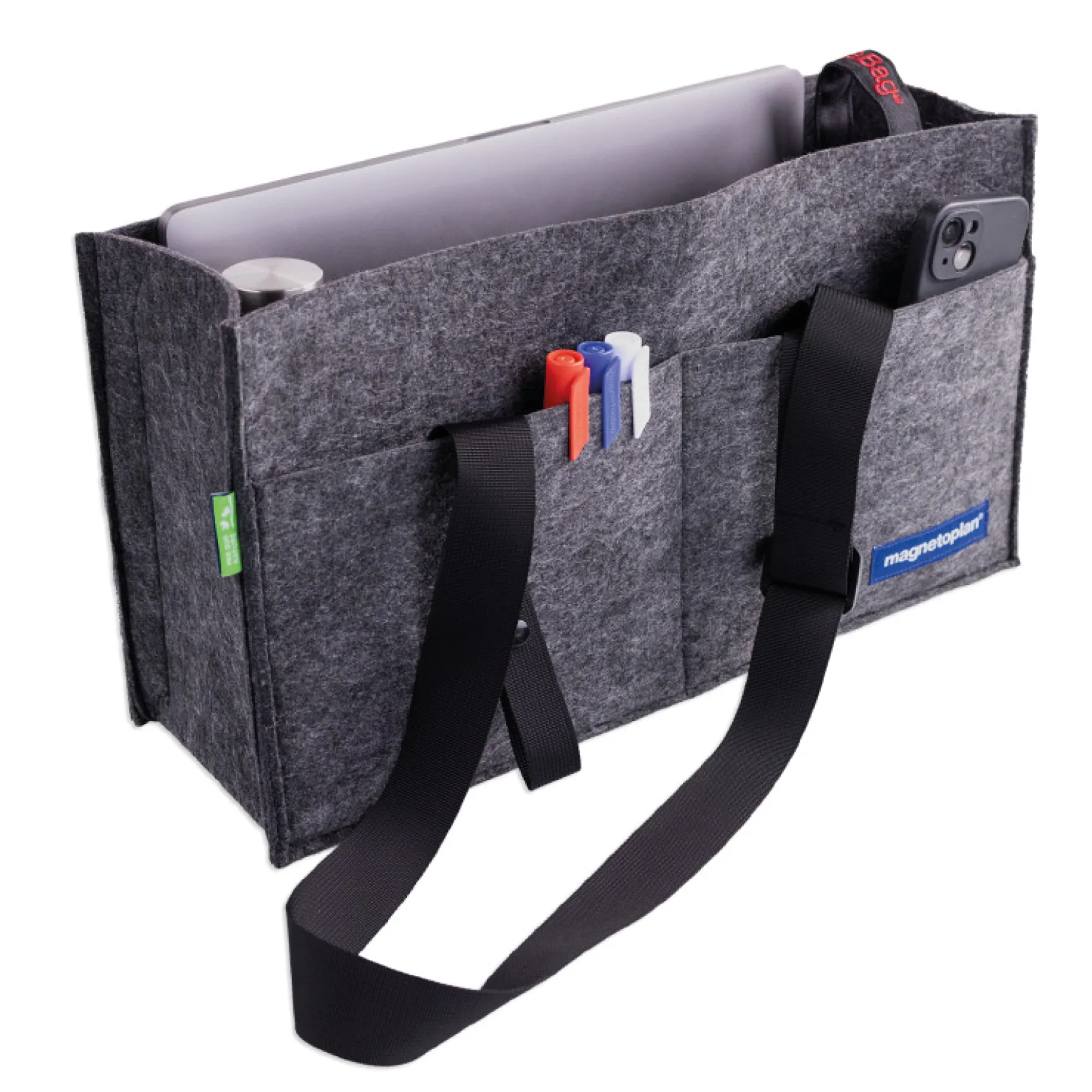 Fächer-Tasche aus Filz, faltbar, anthrazit