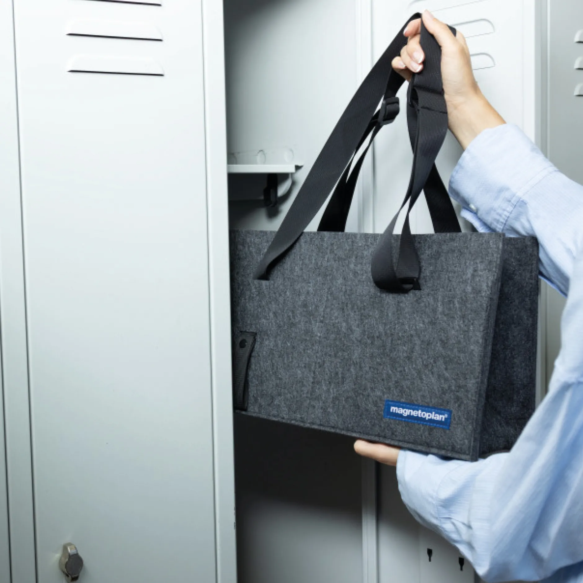 Fächer-Tasche aus Filz, faltbar, anthrazit