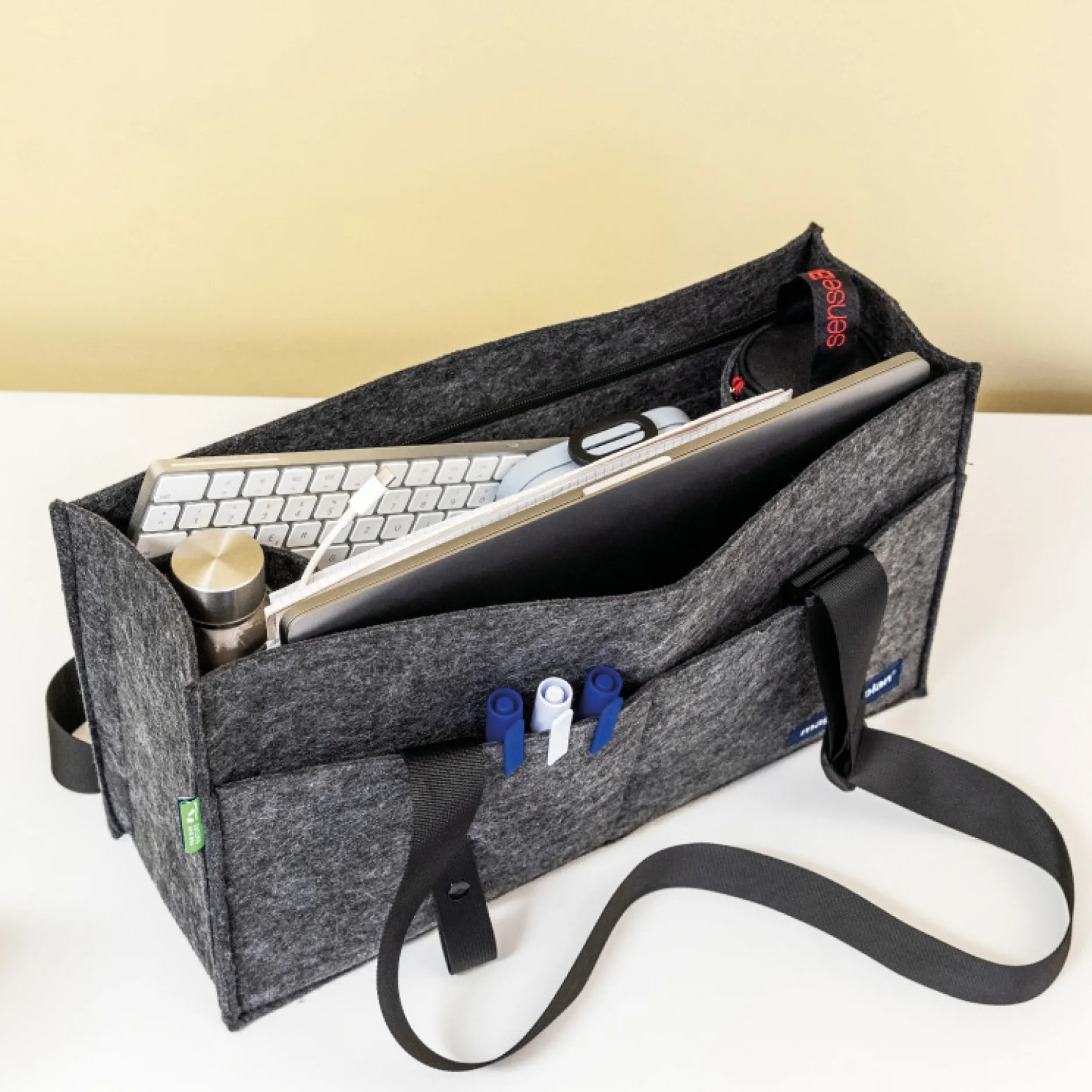 Fächer-Tasche aus Filz, faltbar, anthrazit