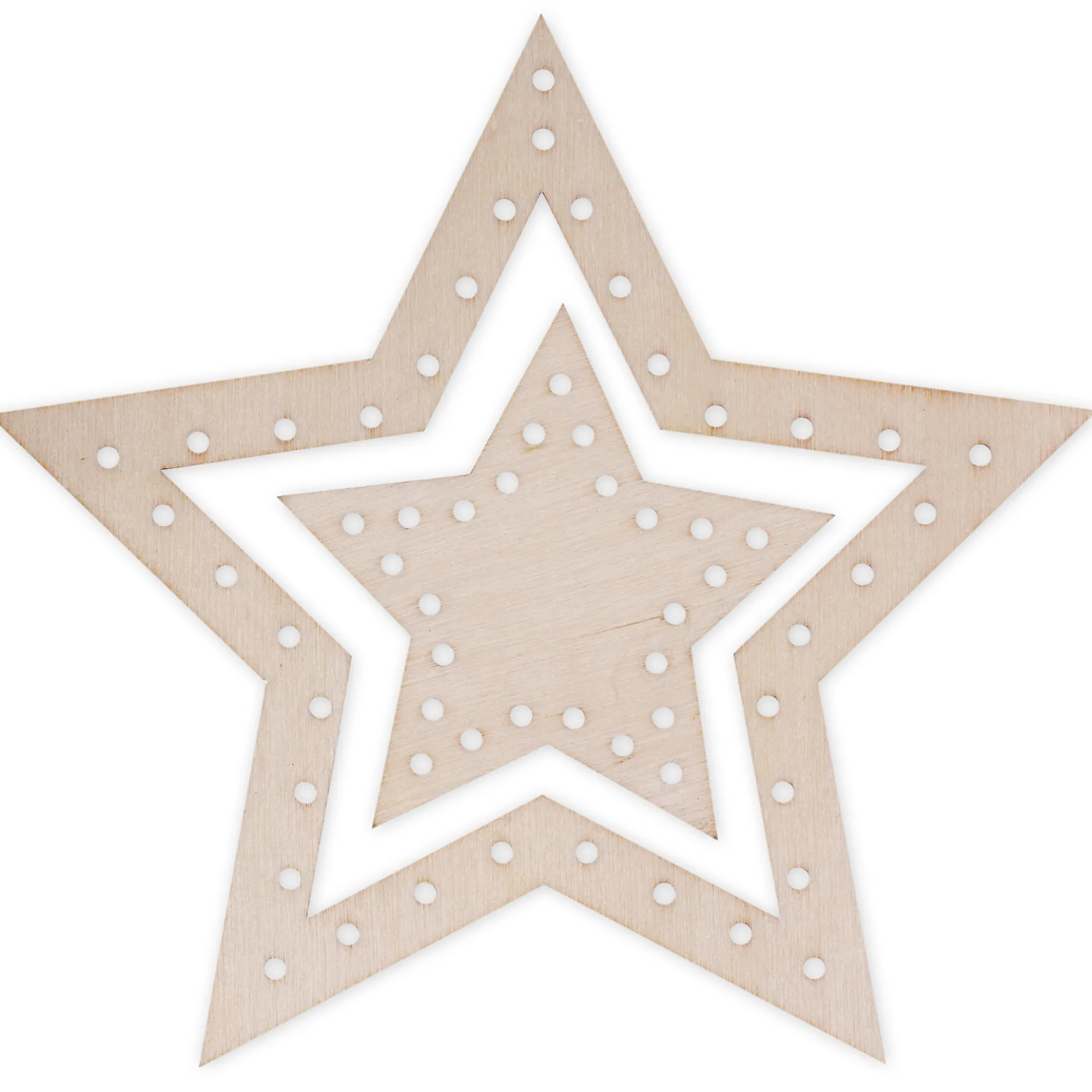 Fädelsterne aus Holz, 12 Stück