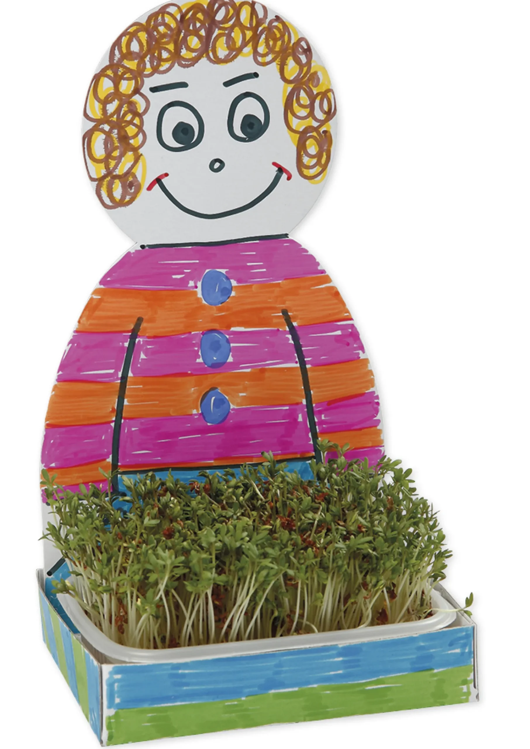 Figur mit Kresse-Tablett, 6 Stück
