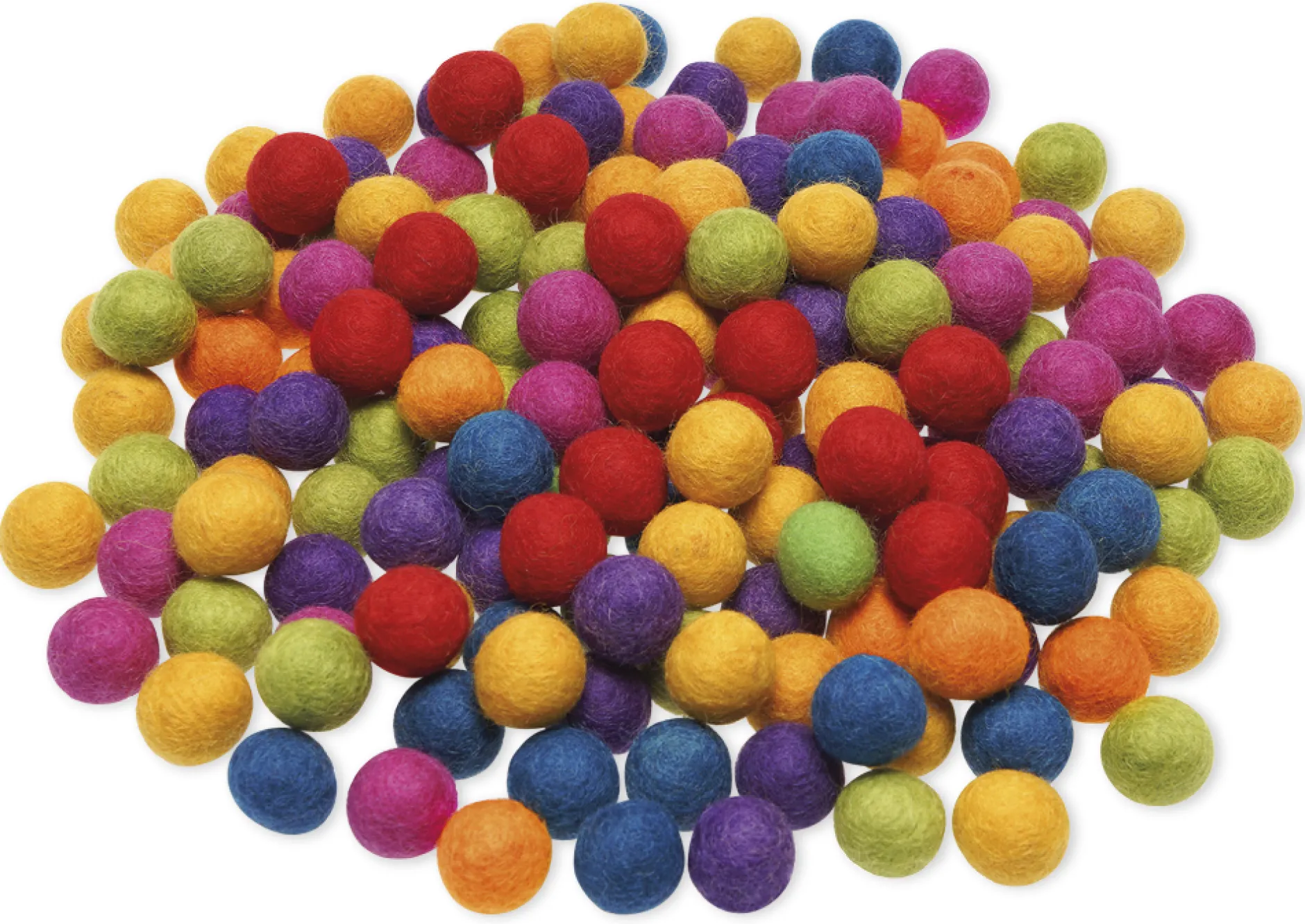 Filzkugeln "Kunterbunt", 2 cm ø, 7 Farben, 210 Stück