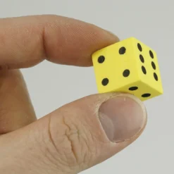 Flüster-Spielwürfel Satz, 10-tlg., gelb, 17 mm, mit Augen