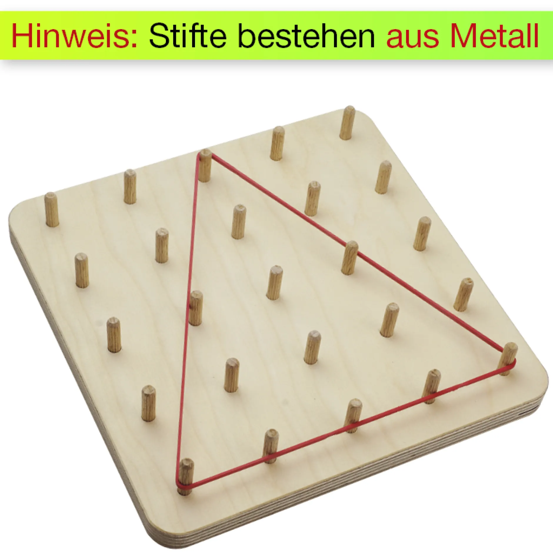 Geometrie-Brett aus Holz (25 Stifte), 20x20 cm