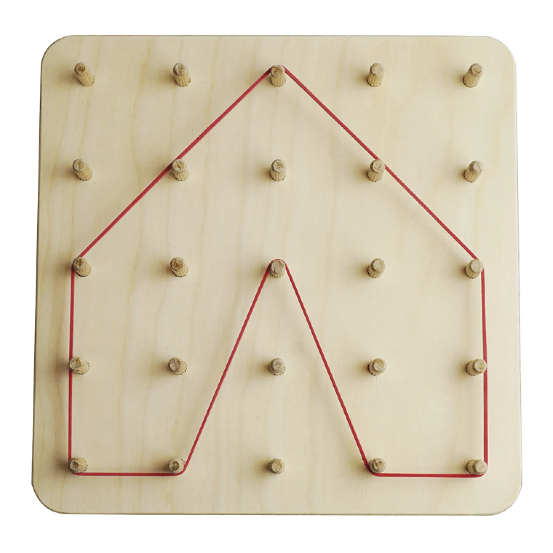 Geometrie-Brett aus Holz (25 Stifte), 20x20 cm