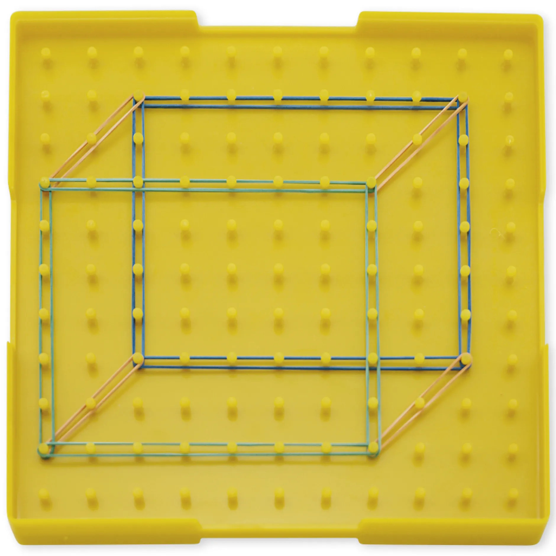 Geometrie-Brett doppelseitig (11x11 Stifte), 23x23 cm, gelb