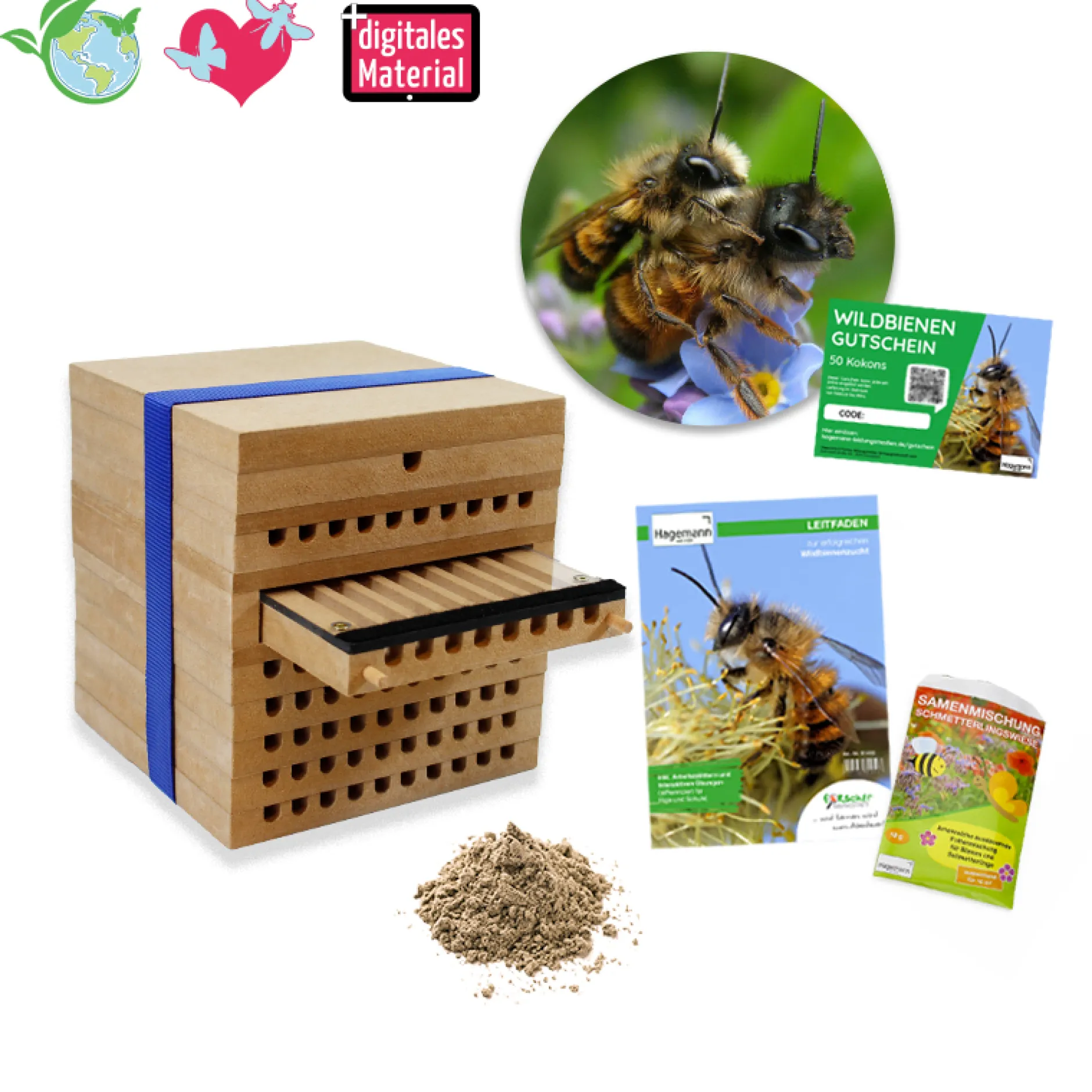 Hagemann Zuchtset Wildbienen, Gehörnte Mauerbiene (mit Gutschein, 50 Kokons)