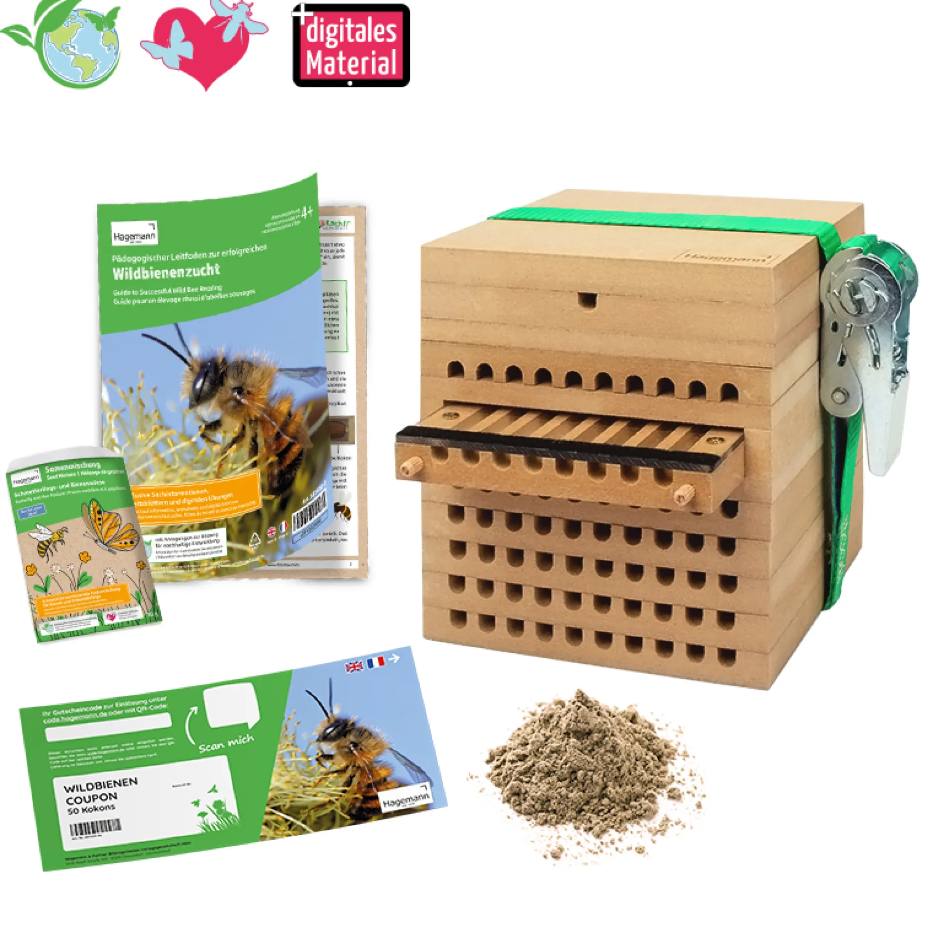Hagemann Zuchtset Wildbienen, Rote Mauerbiene (mit Gutschein, 50 Kokons)