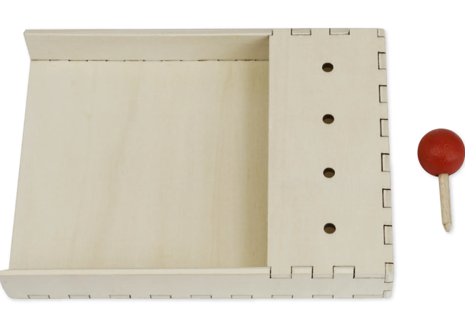 Holzcomputer fertig verleimt, mit Holzstift