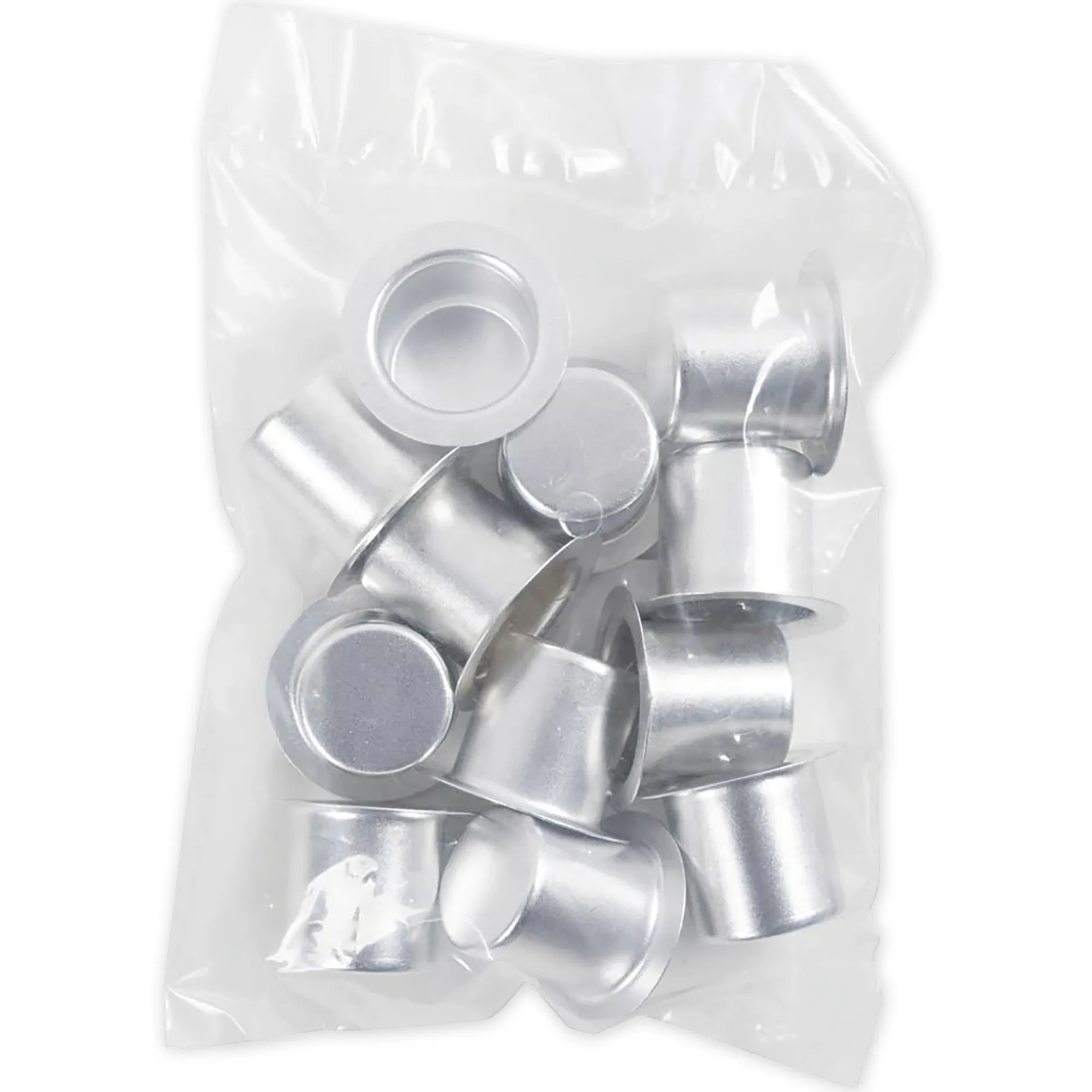 Kerzenhalter aus Metall, silbern, 12 Stück