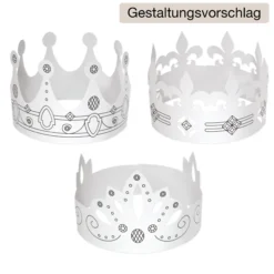 Kinderkronen aus Pappe, weiß, 6 Stück