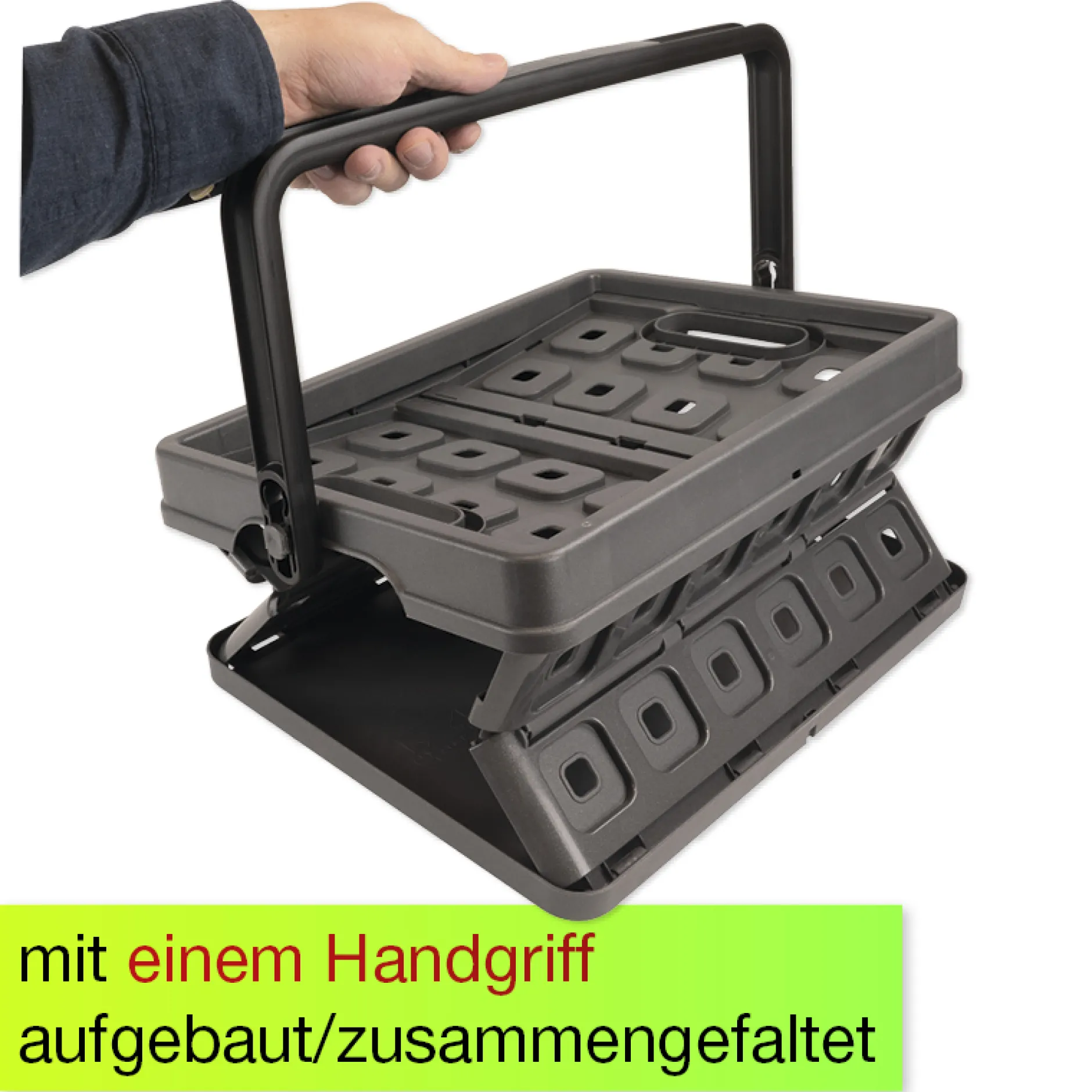 Klappbox aus Kunststoff mit Henkel, ca. 24 Liter, bis 15 kg, anthrazit