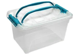 Kunststoff-Box stapelbar, transparent, mit Tragegriff, 7 Liter