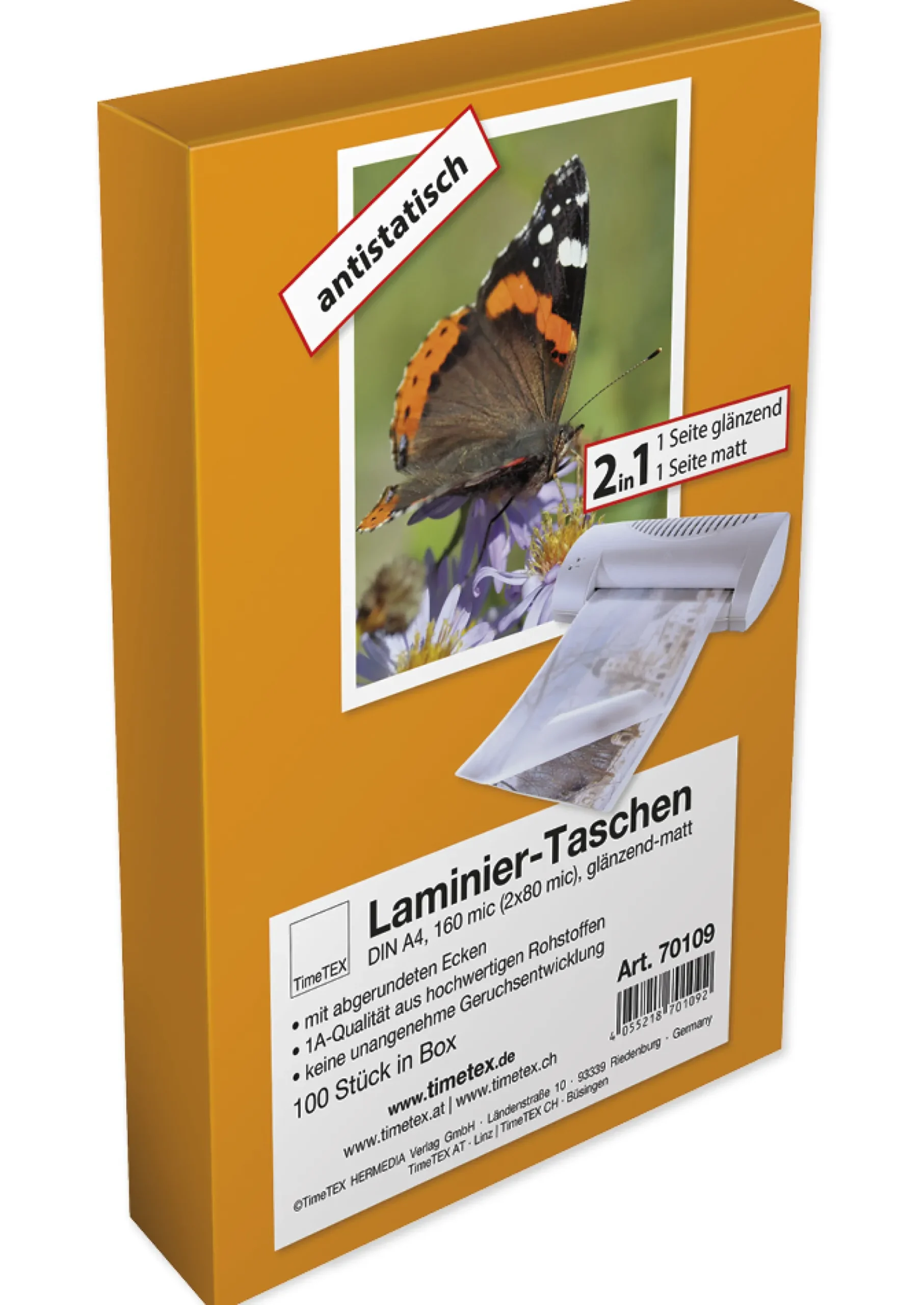 Laminier-Taschen 2in1 A4 2x80 mic glänzend-matt, 100 Stück