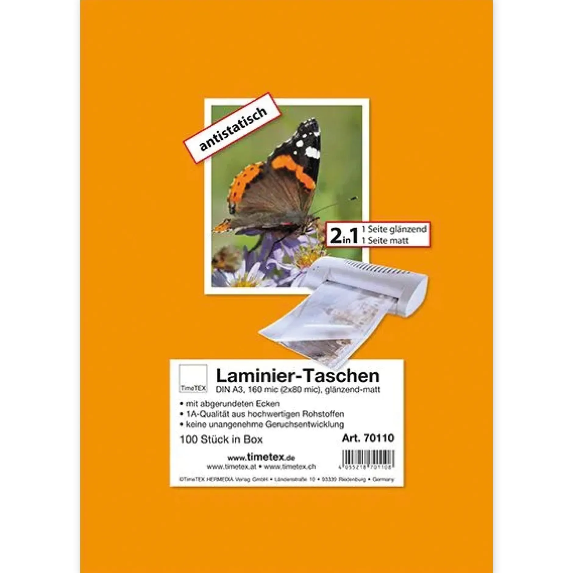 Laminier-Taschen 2in1 A3 2x80 mic glänzend-matt, 100 Stück