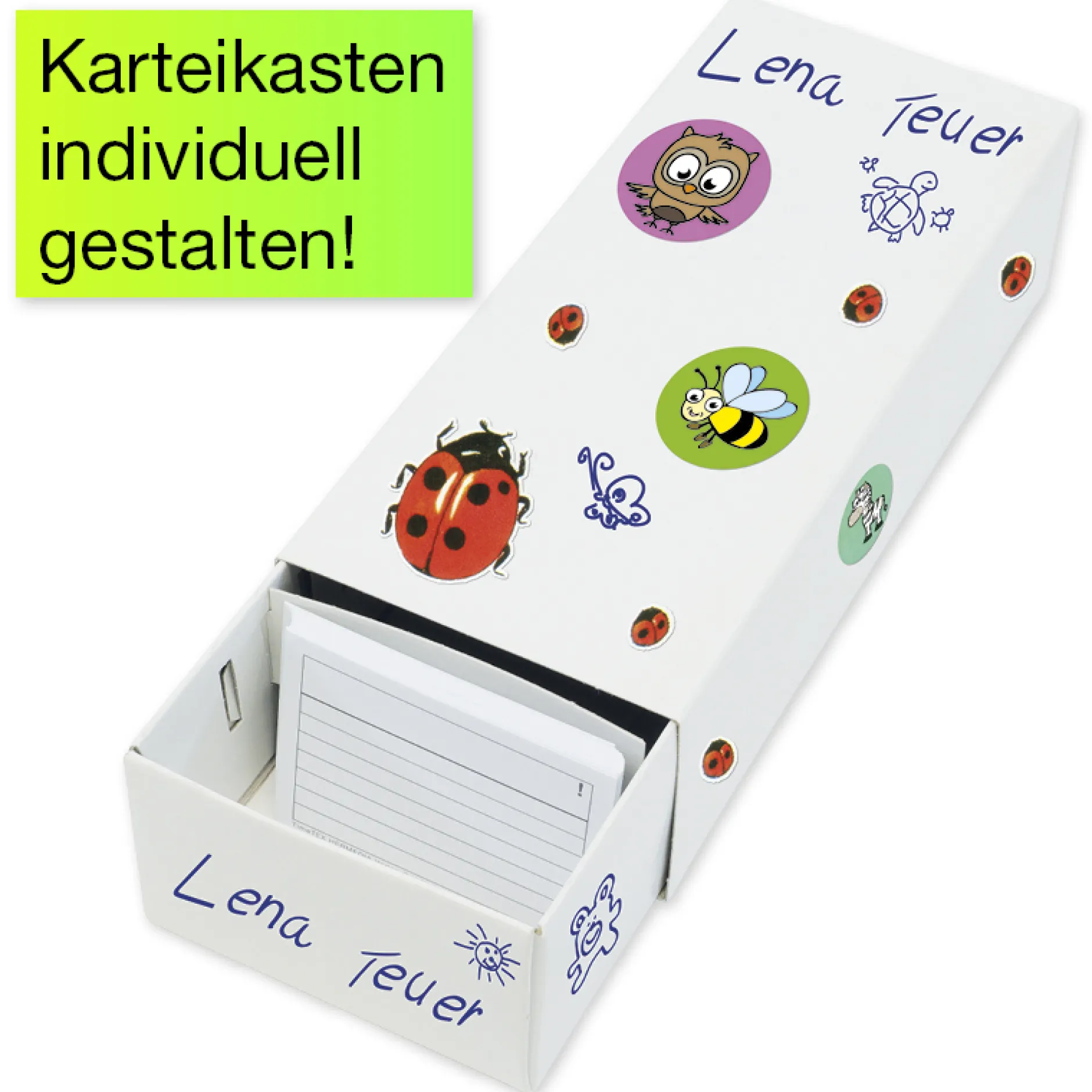 Lernkartei-Kasten A8 Pappe mit 100 Lernkärtchen