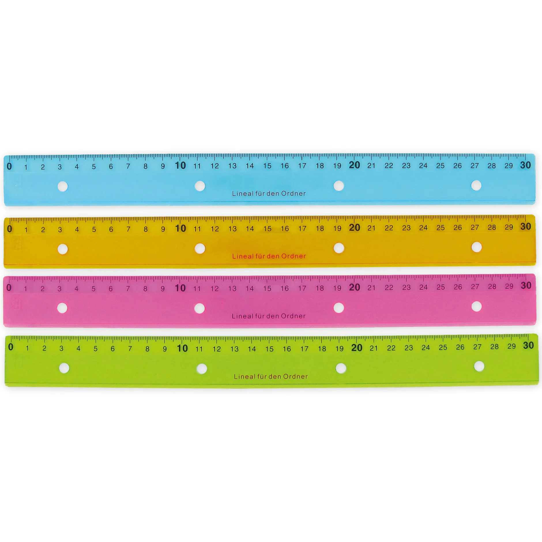 Lineal zum Abheften, 30cm, mit 4fach-Lochung