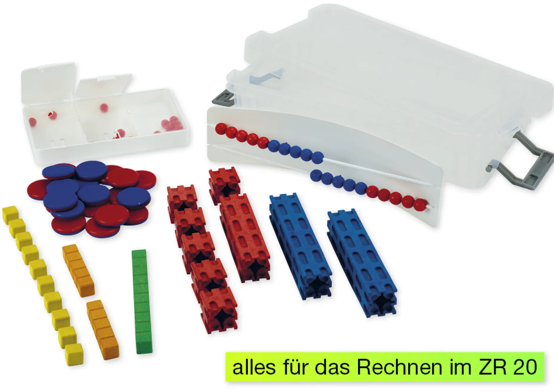 Mathe-Basis-Set Plus Zahlenraum bis 20, 58-tlg, in Box, rot/blau