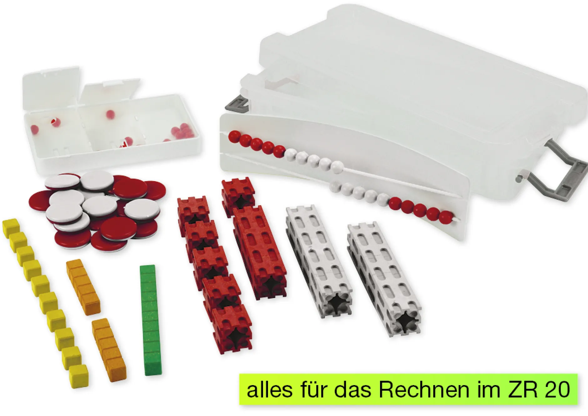Mathe-Basis-Set Plus Zahlenraum bis 20, 58-tlg, in Box, rot/weiß