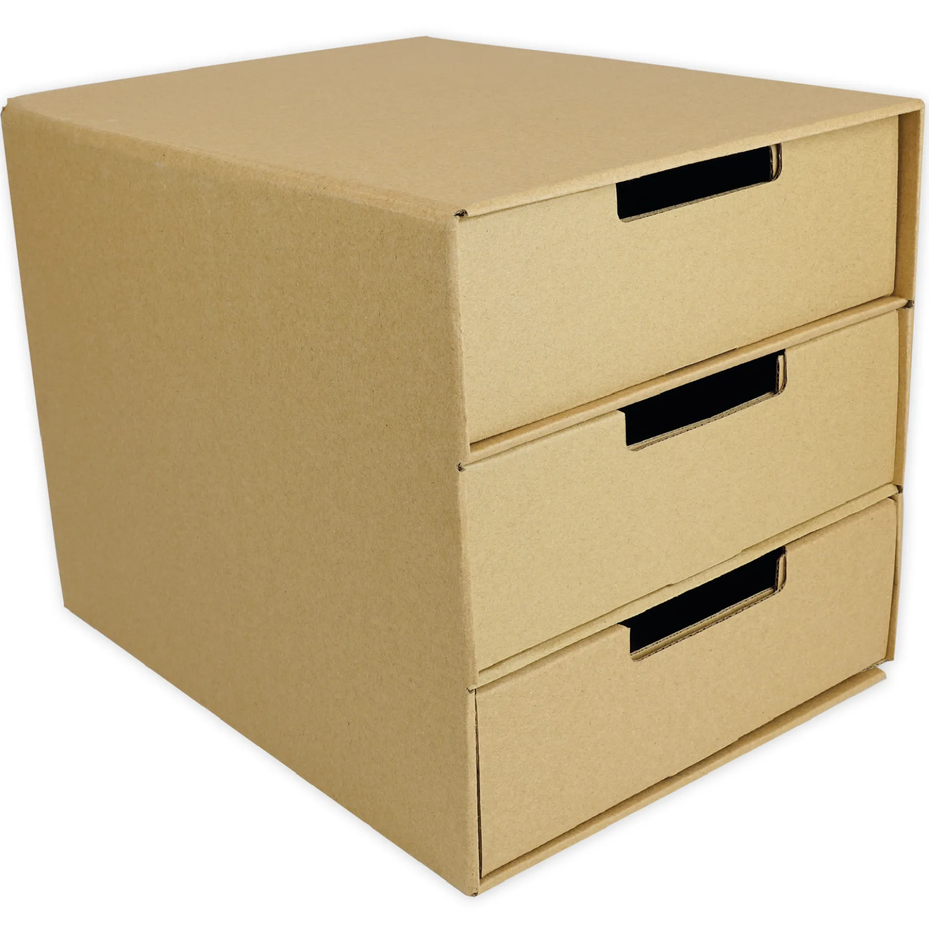 Natura-Schubladen-Box A4 mit 3 Schüben, aus Pappe
