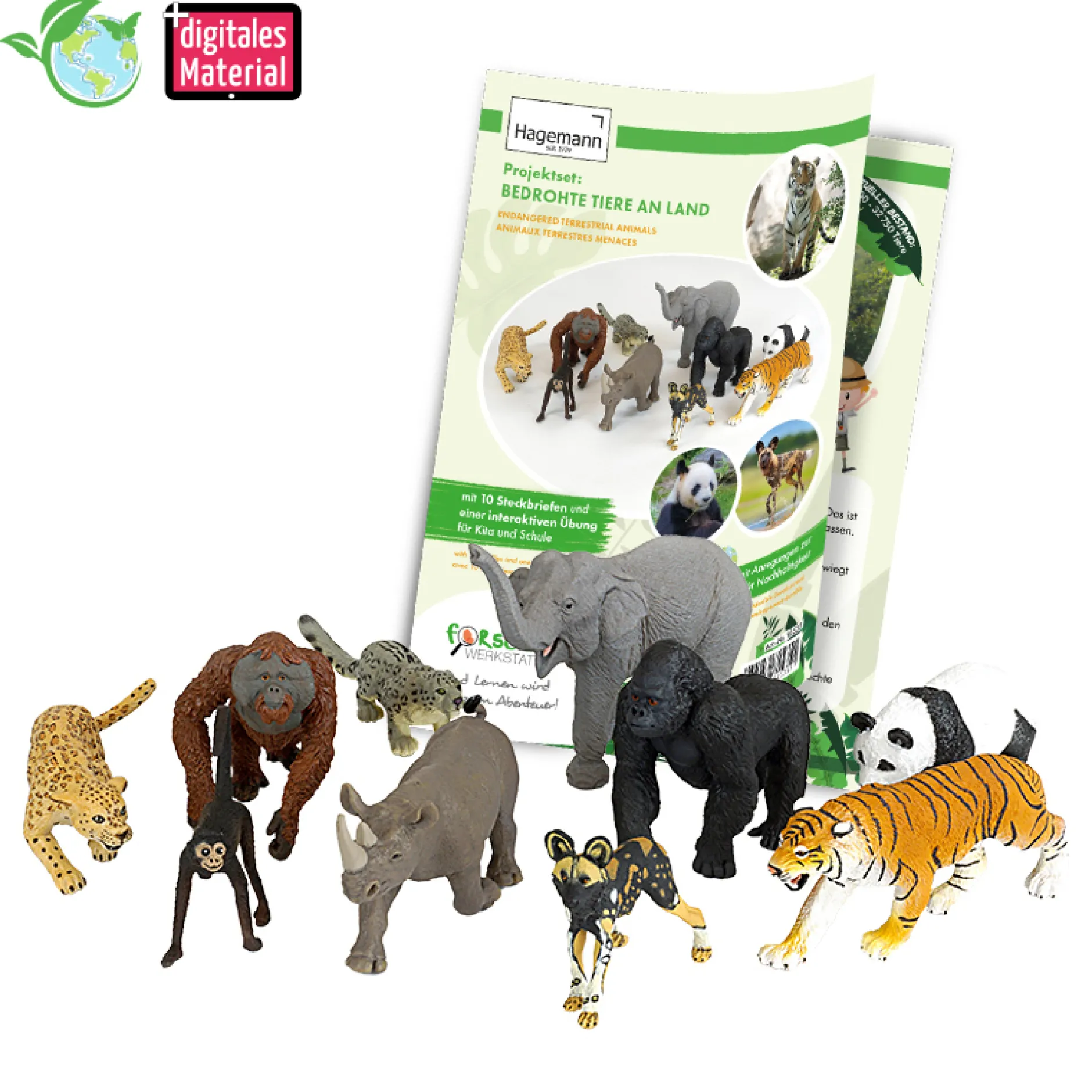 Projektset "Bedrohte Tiere an Land", 12-tlg