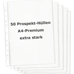 Prospekt-Hüllen A4 Premium, extra stark, 50 Stück