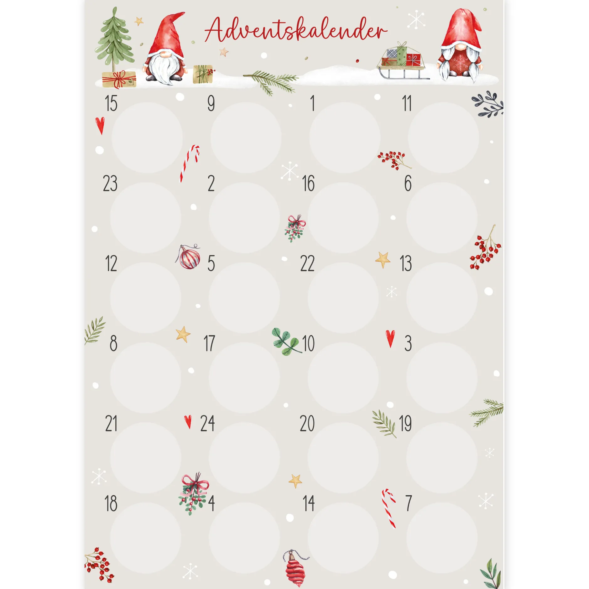 Rubbel-Adventskalender "Weihnachten und Wichtel", 25-tlg.