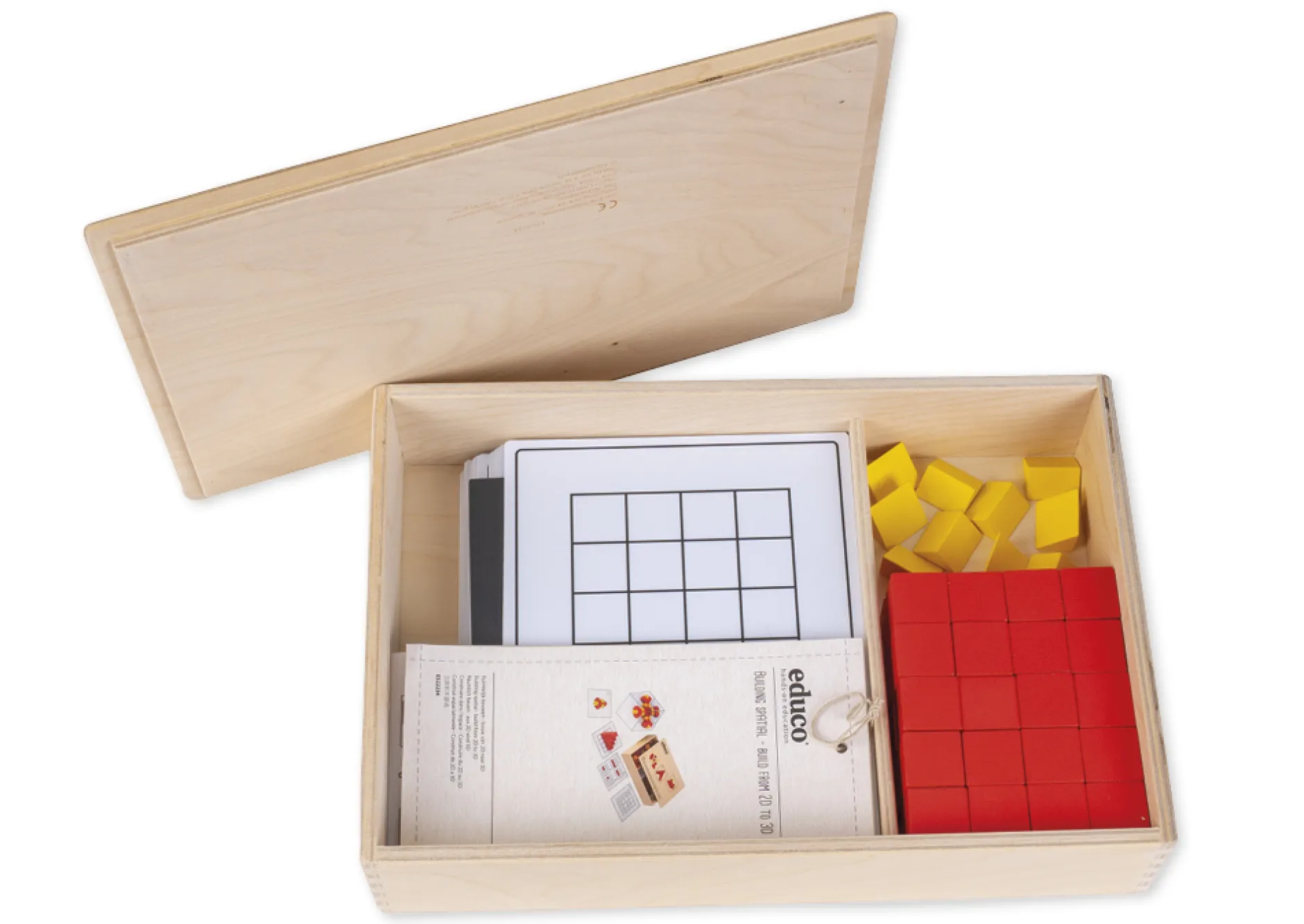 Räumlich bauen "Aus 2D wird 3D", 47-tlg. in Holzbox