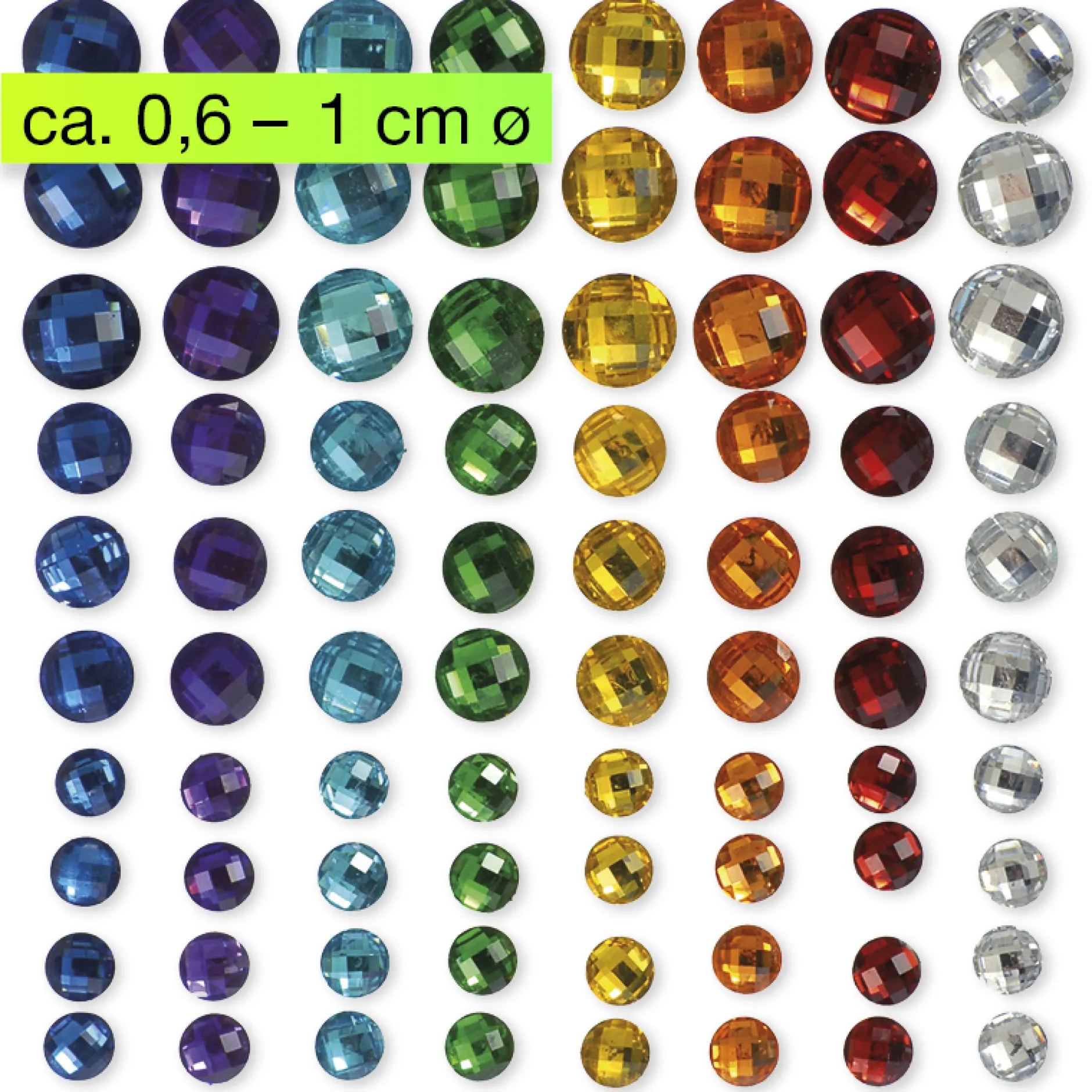 Schmuck-Steine "Regenbogen", selbstklebend, 80-tlg.