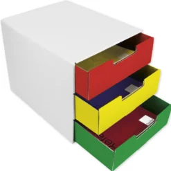 Schubladen-Box A4 "ColorFIT" mit 3 Schüben, aus Pappe