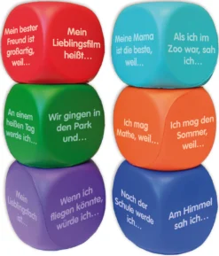 Set Flüster-Würfel 6-tlg. Deutsch "Geschichten", 4 cm