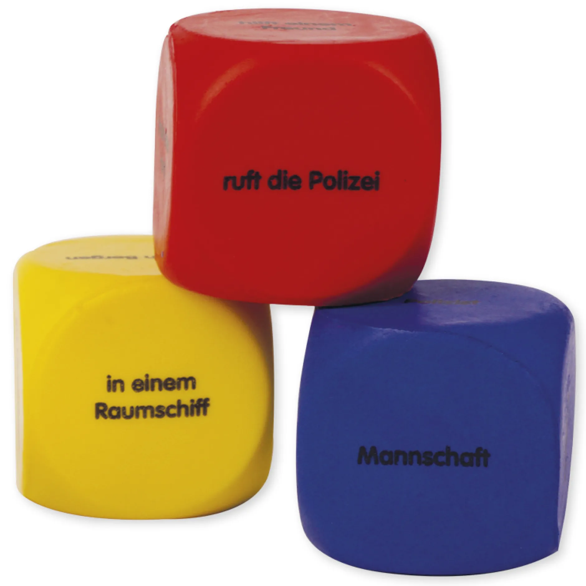 Set Flüster-Würfel 6-tlg. Deutsch "Geschichten-Einstieg", 4 cm