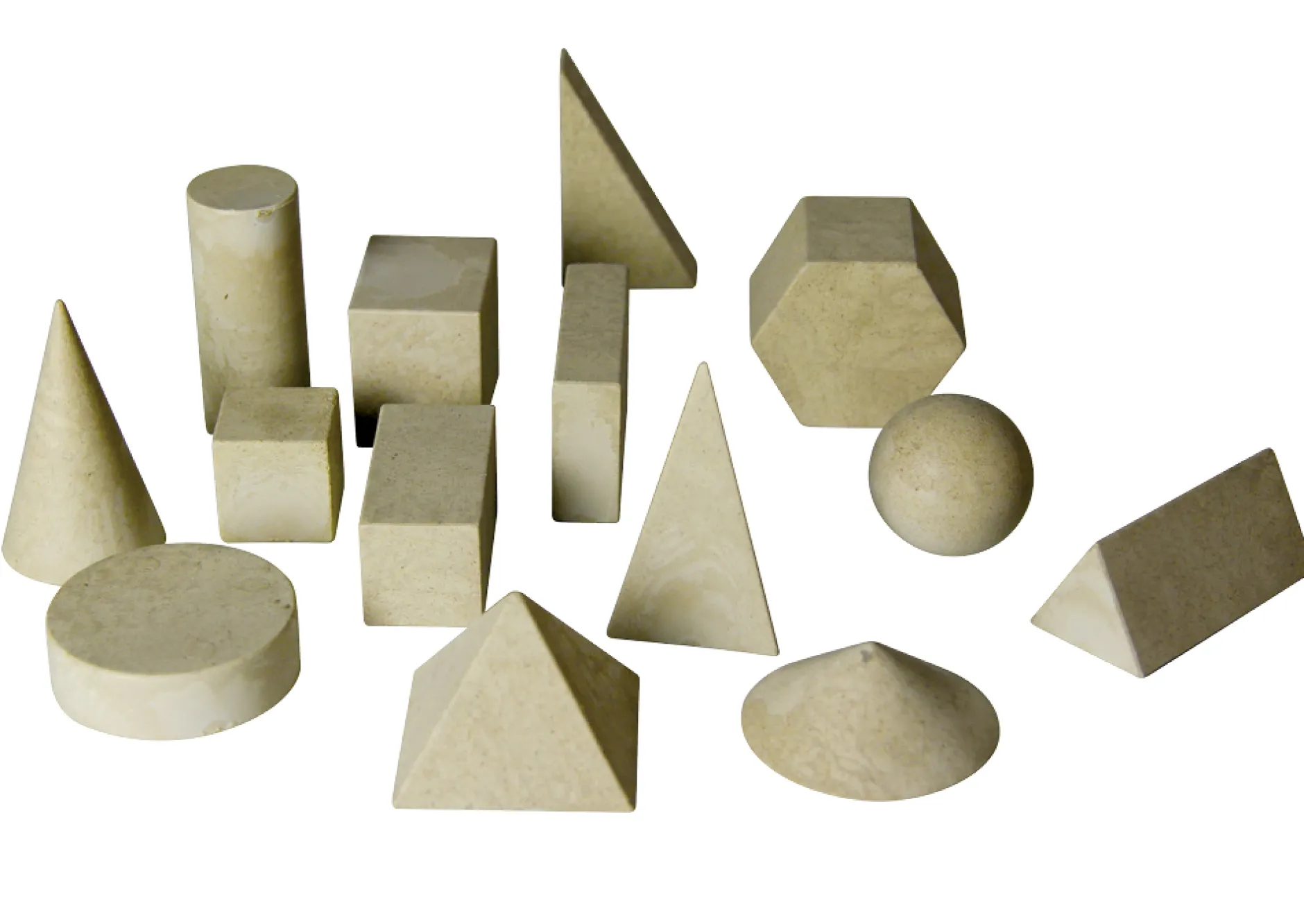 Set Geometrie-Körper massiv, naturfarben, 14-tlg. im Karton