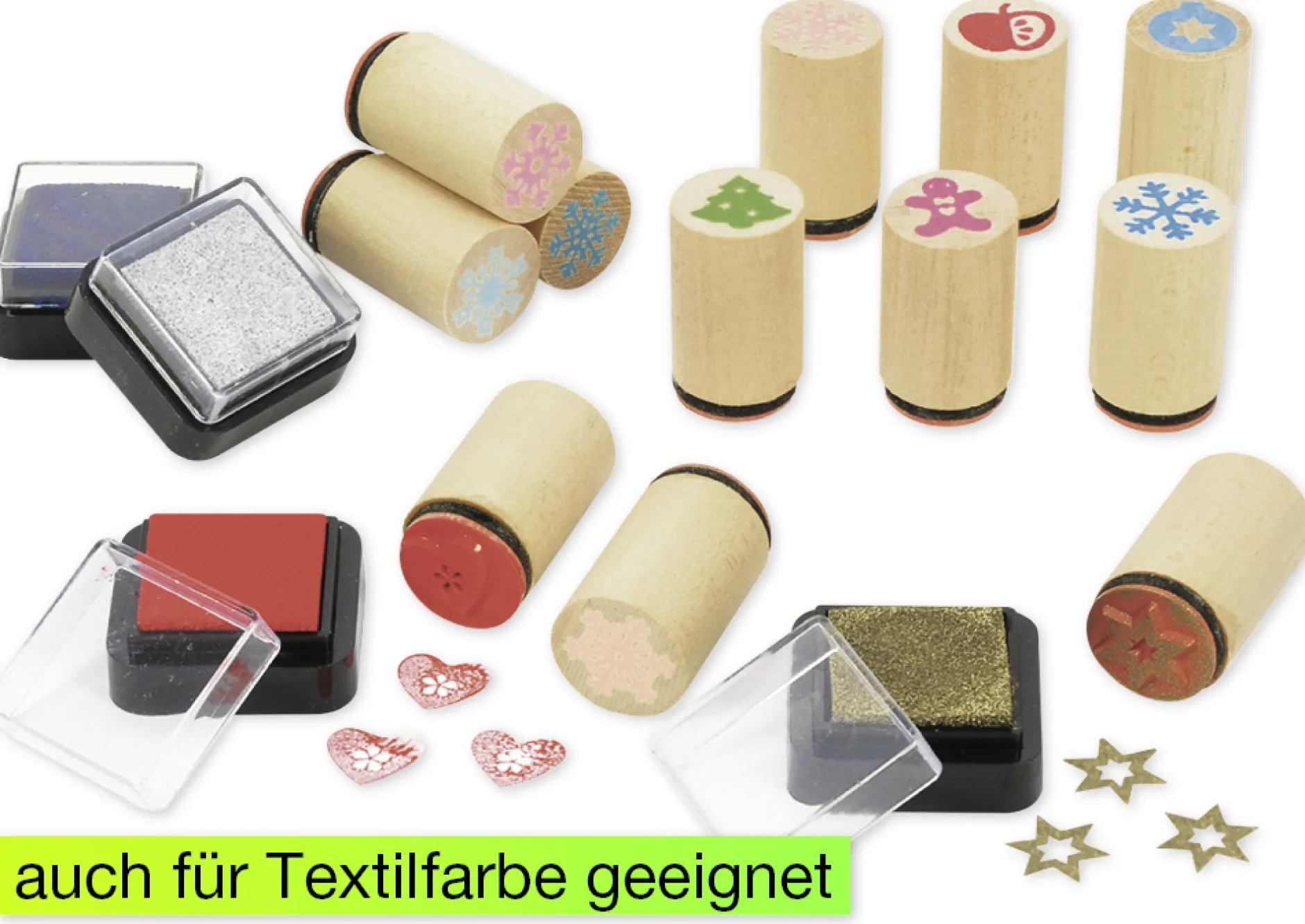 Set Mini-Holzstempel "Weihnachten", 16-tlg.