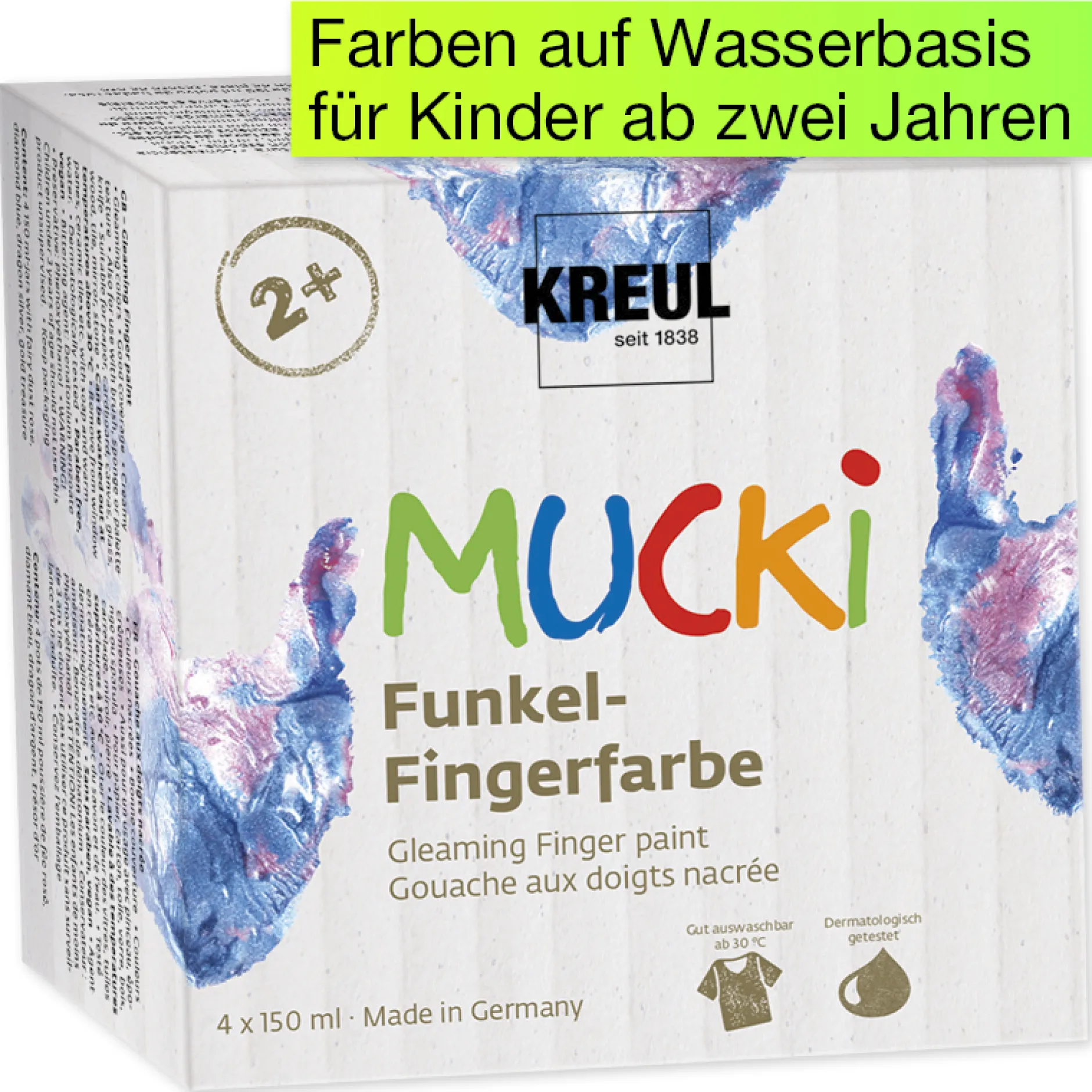 Set MUCKI Funkel-Fingerfarbe à 150 ml, 4-tlg.