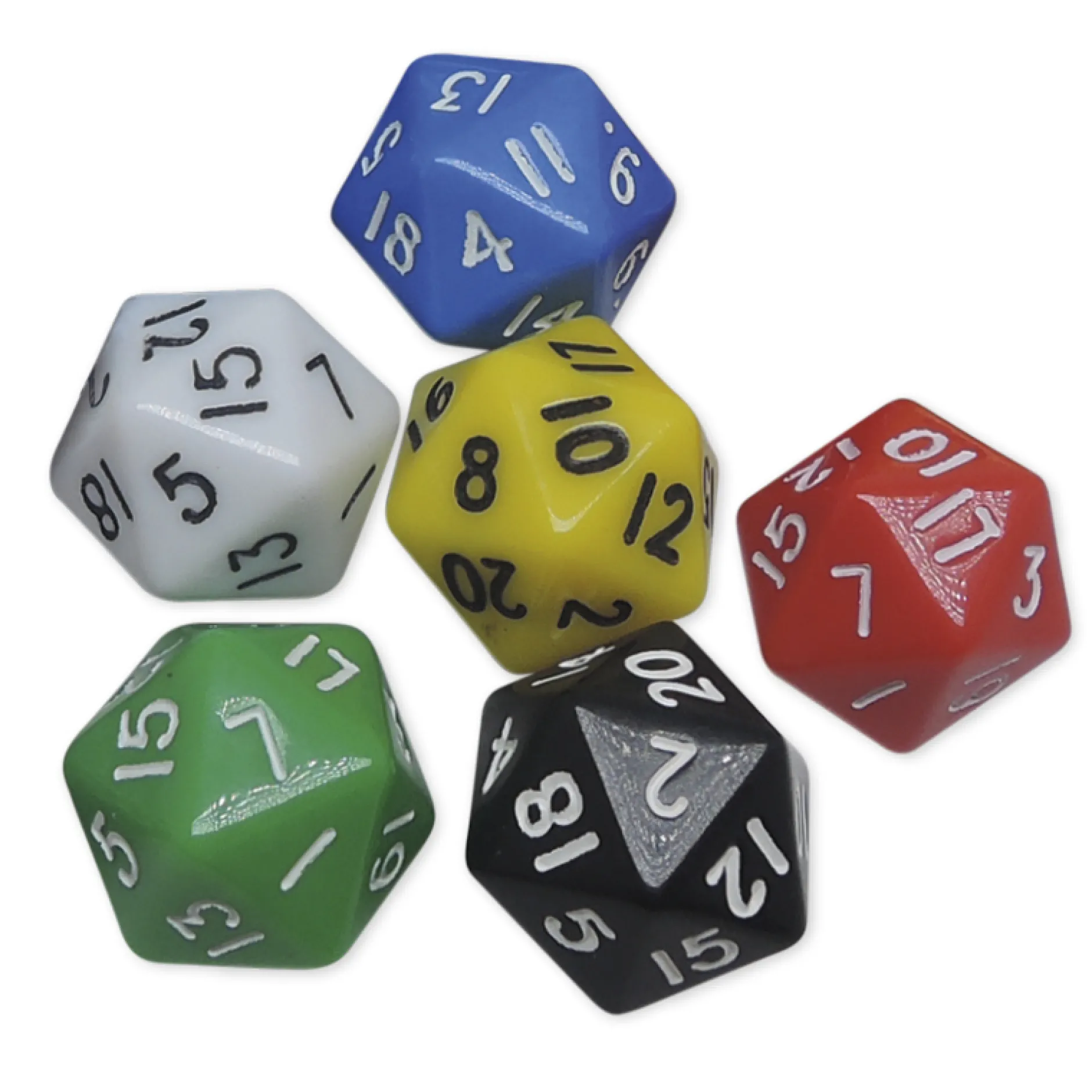 Set Würfel zwanzigseitig 1-20, 6-tlg., 24 mm