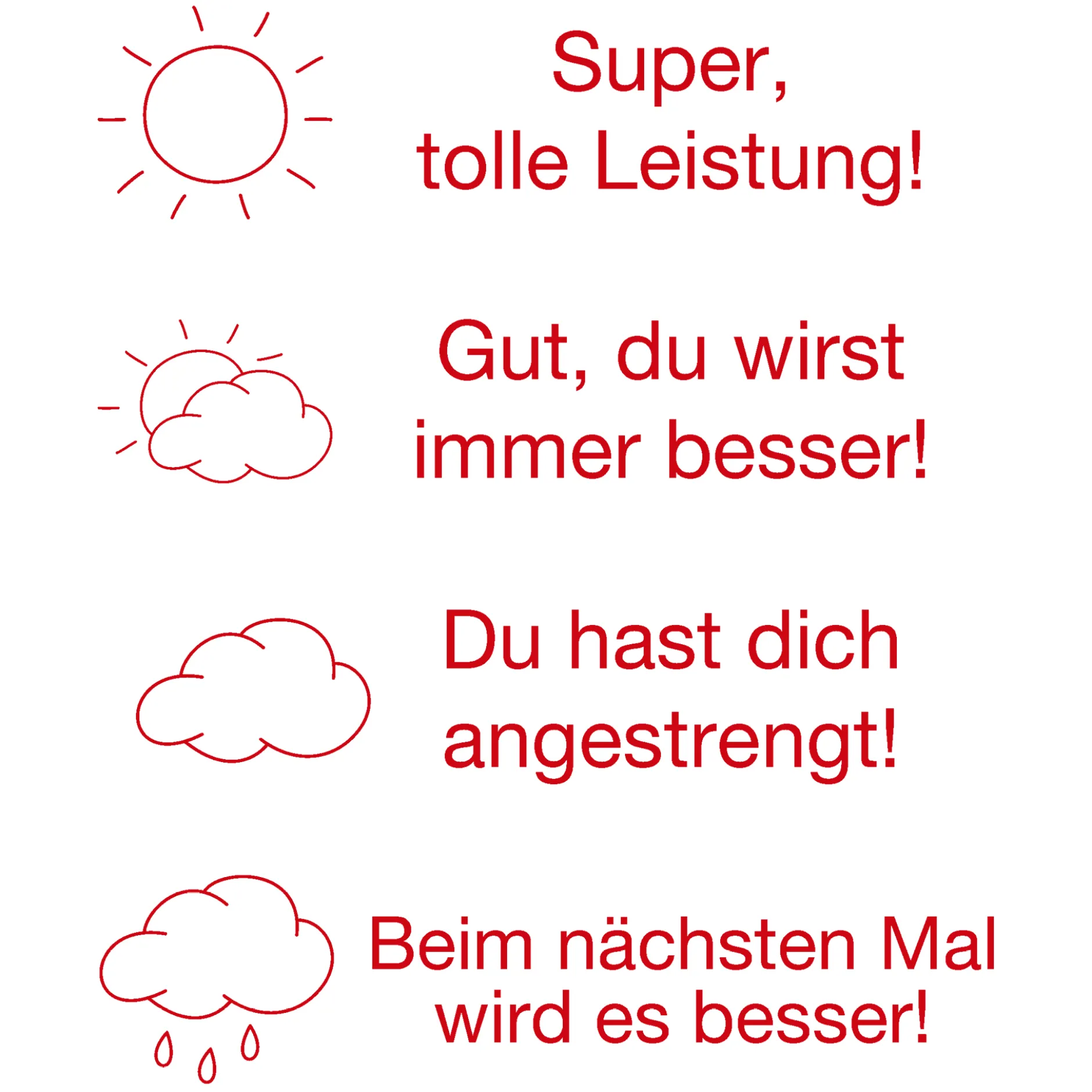 Siebdruck-Stempel "Perpetuum", 4 in 1, "Sonne und Wolken"