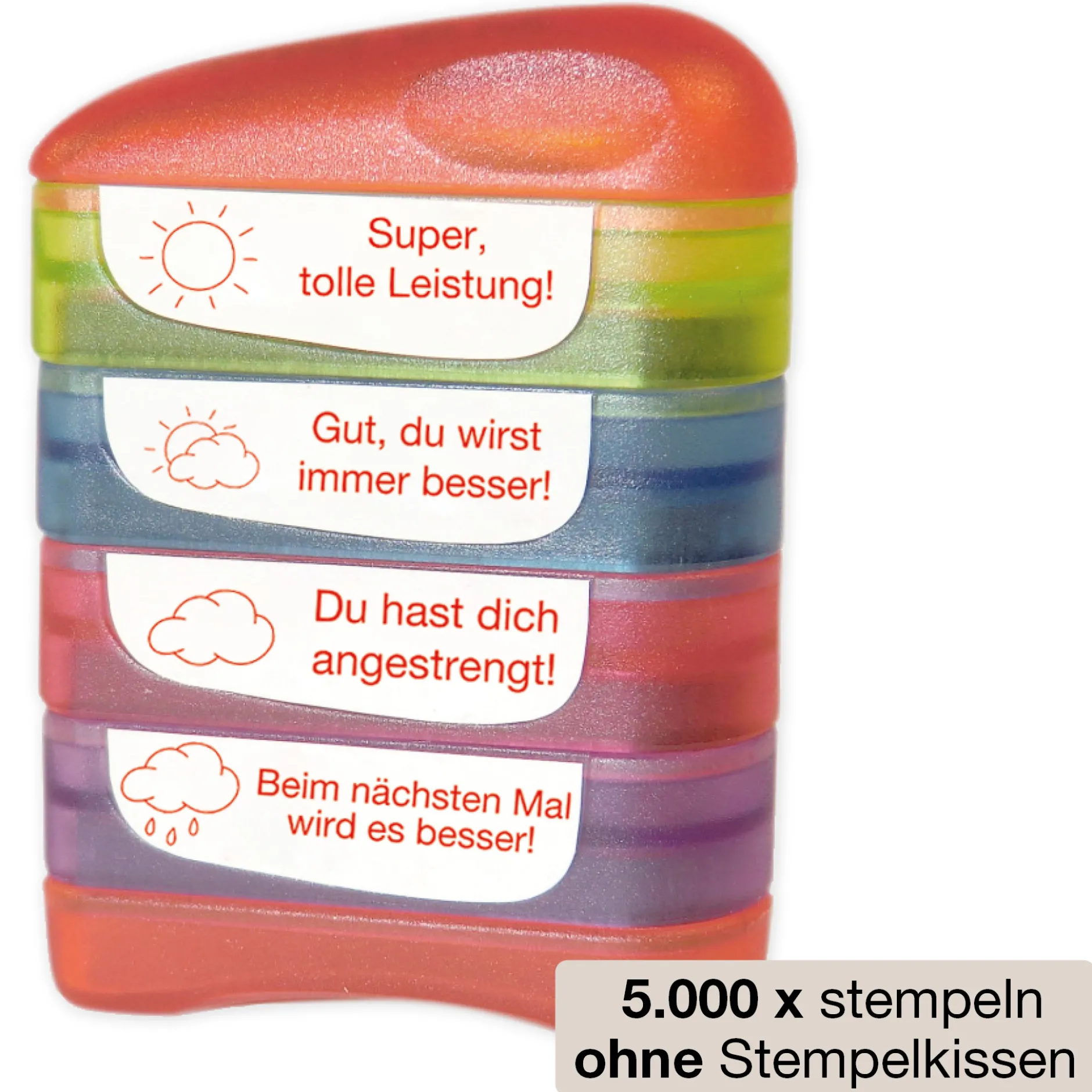 Siebdruck-Stempel "Perpetuum", 4 in 1, "Sonne und Wolken"