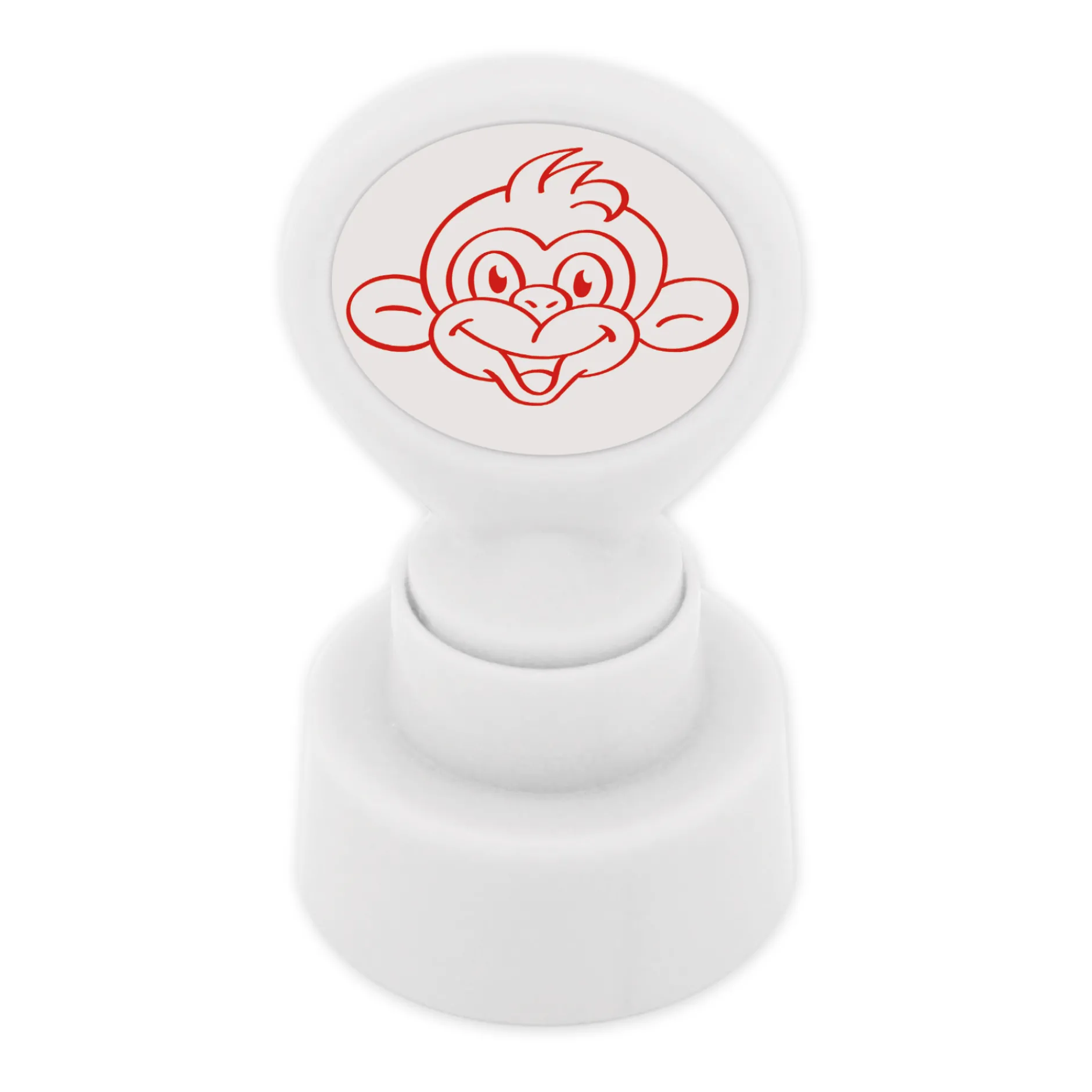 Siebdruck-Stempel "Perpetuum" rund "Affe"