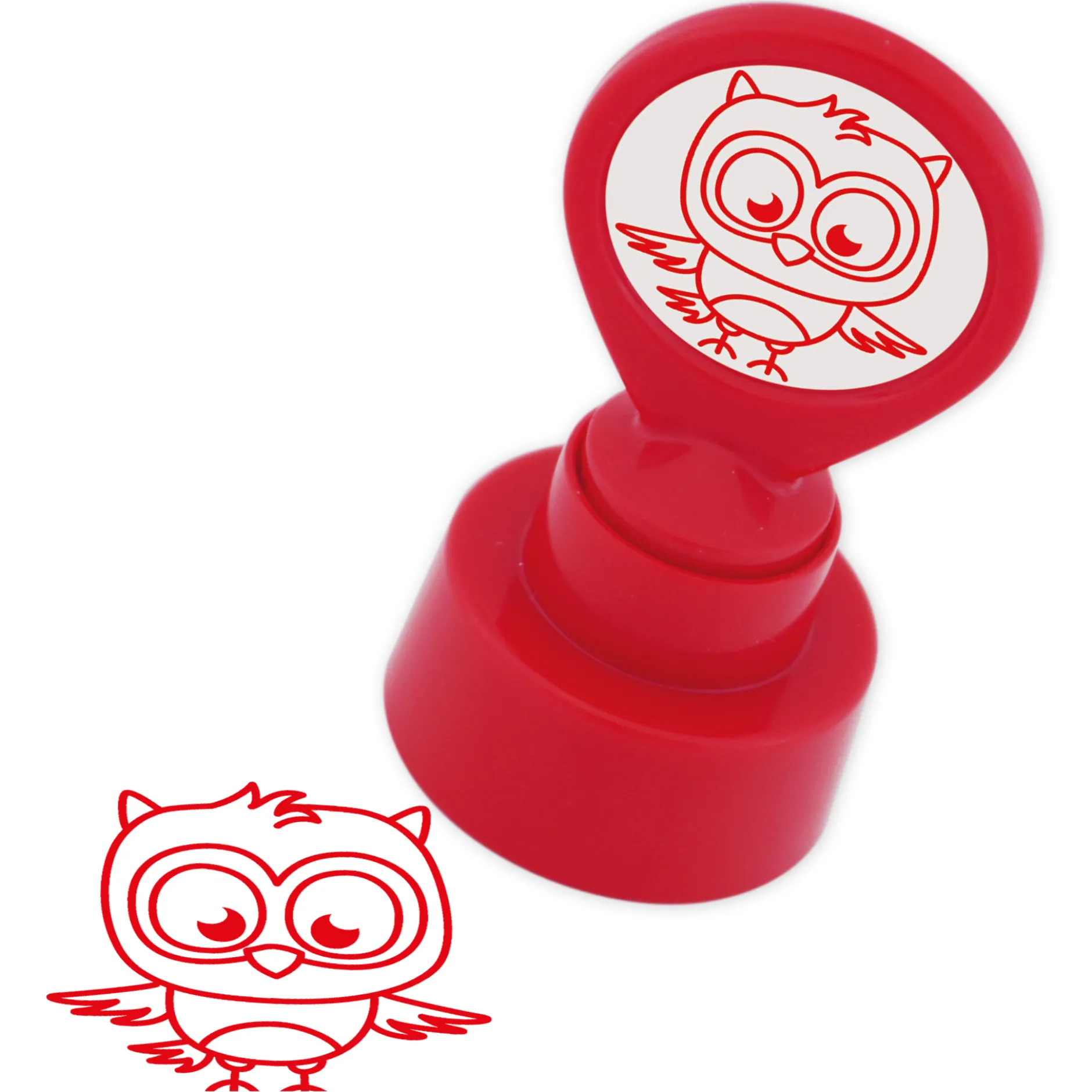 Siebdruck-Stempel "Perpetuum" rund "Eule"